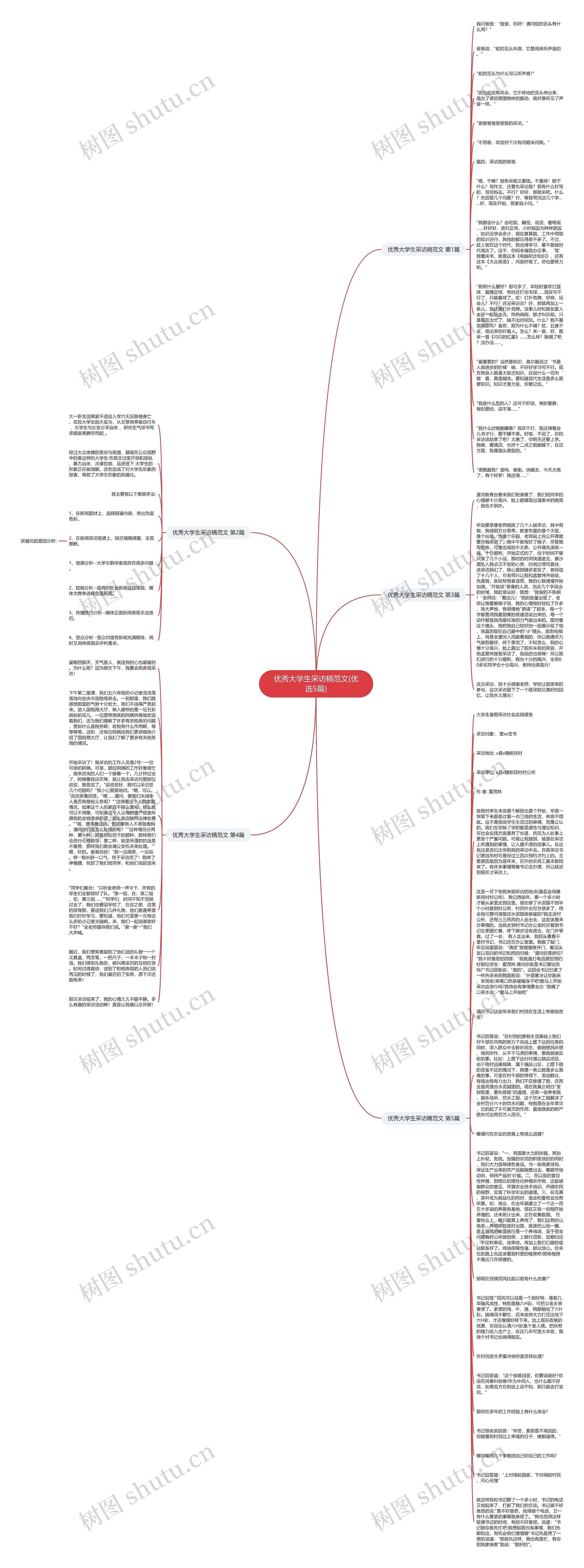 优秀大学生采访稿范文(优选5篇)思维导图