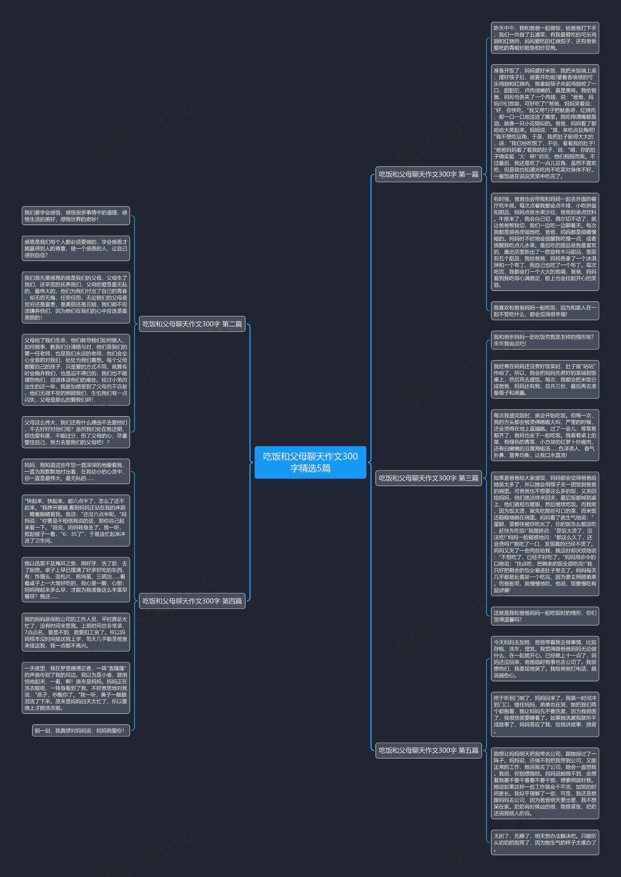 吃饭和父母聊天作文300字精选5篇思维导图