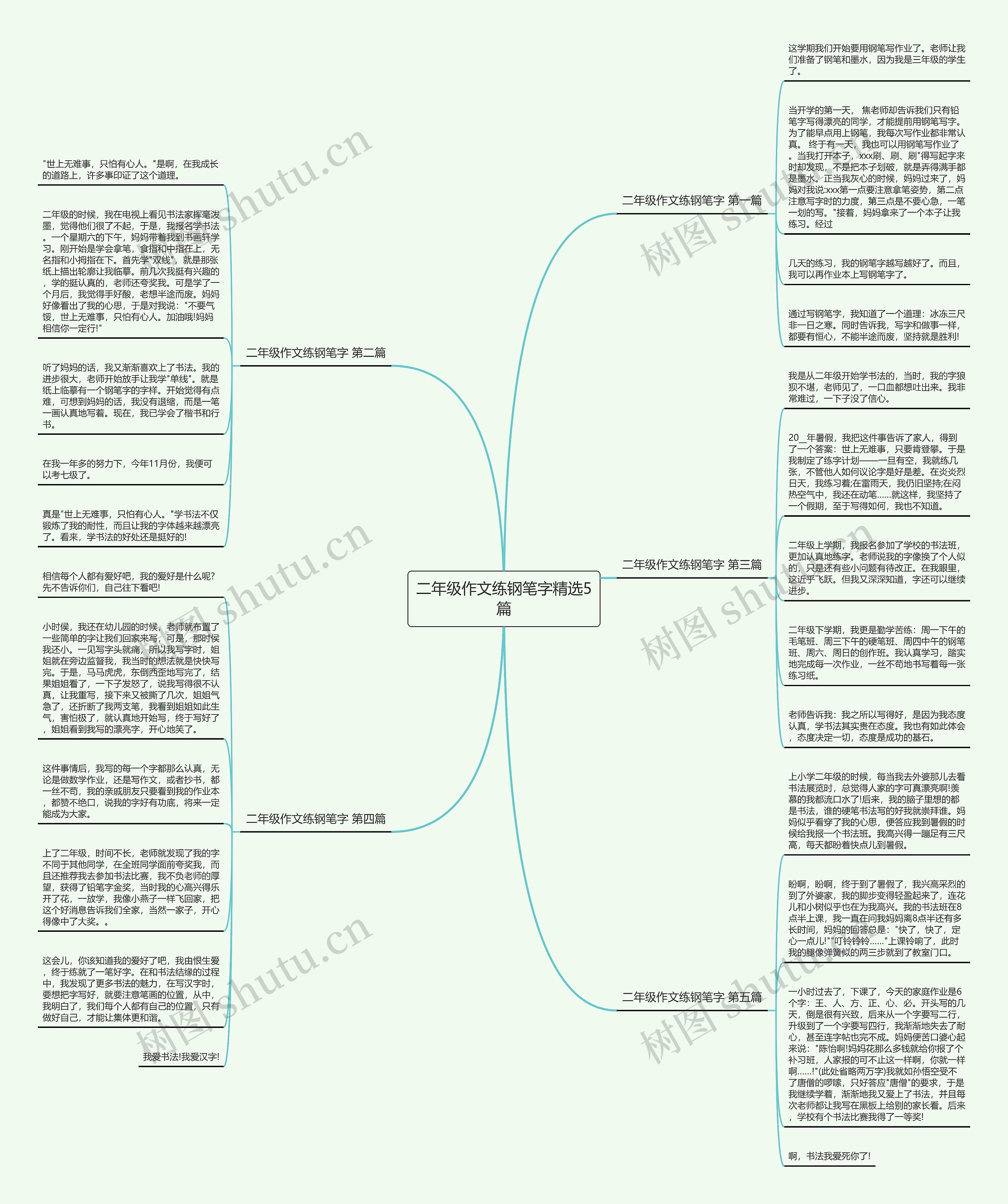 二年级作文练钢笔字精选5篇思维导图