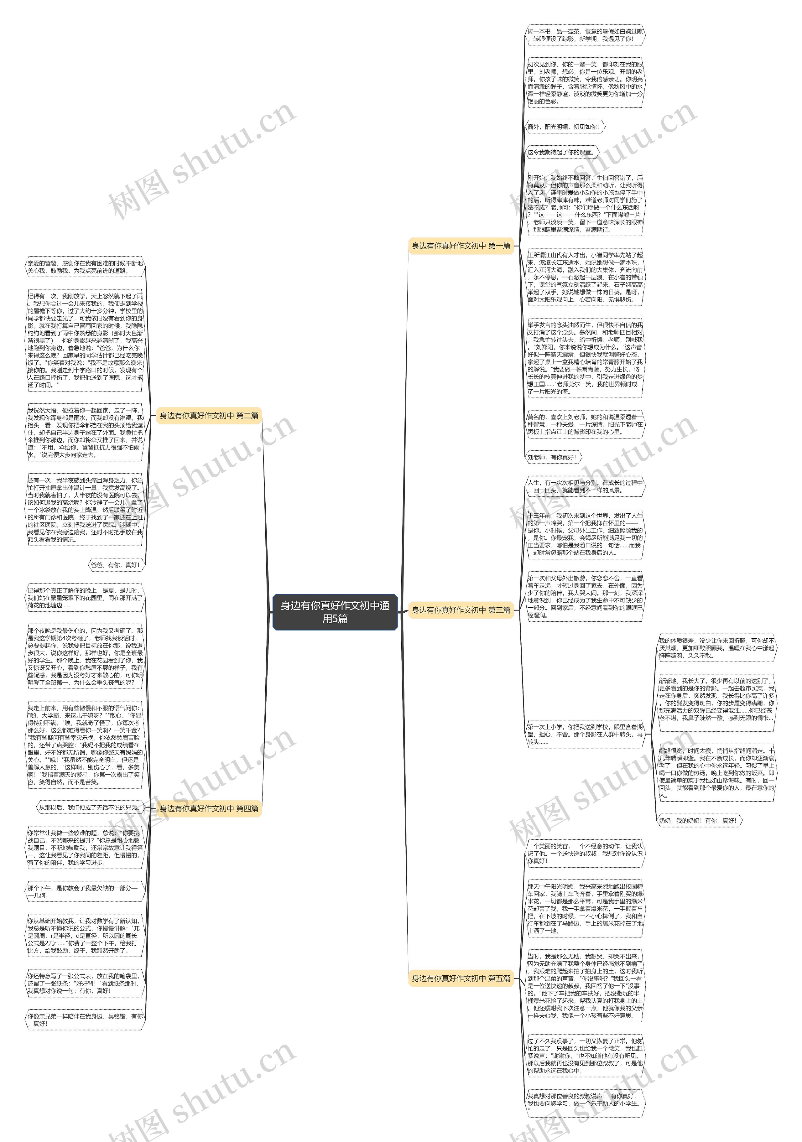身边有你真好作文初中通用5篇思维导图