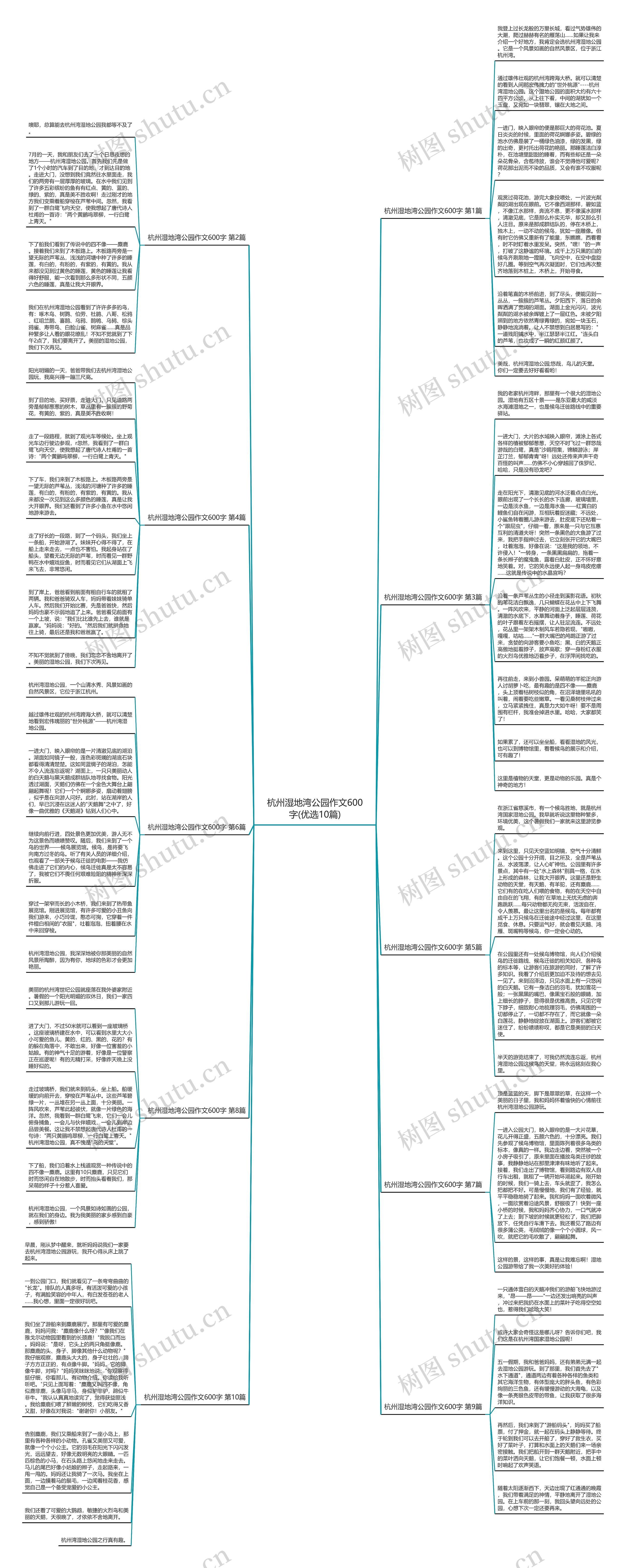 杭州湿地湾公园作文600字(优选10篇)思维导图