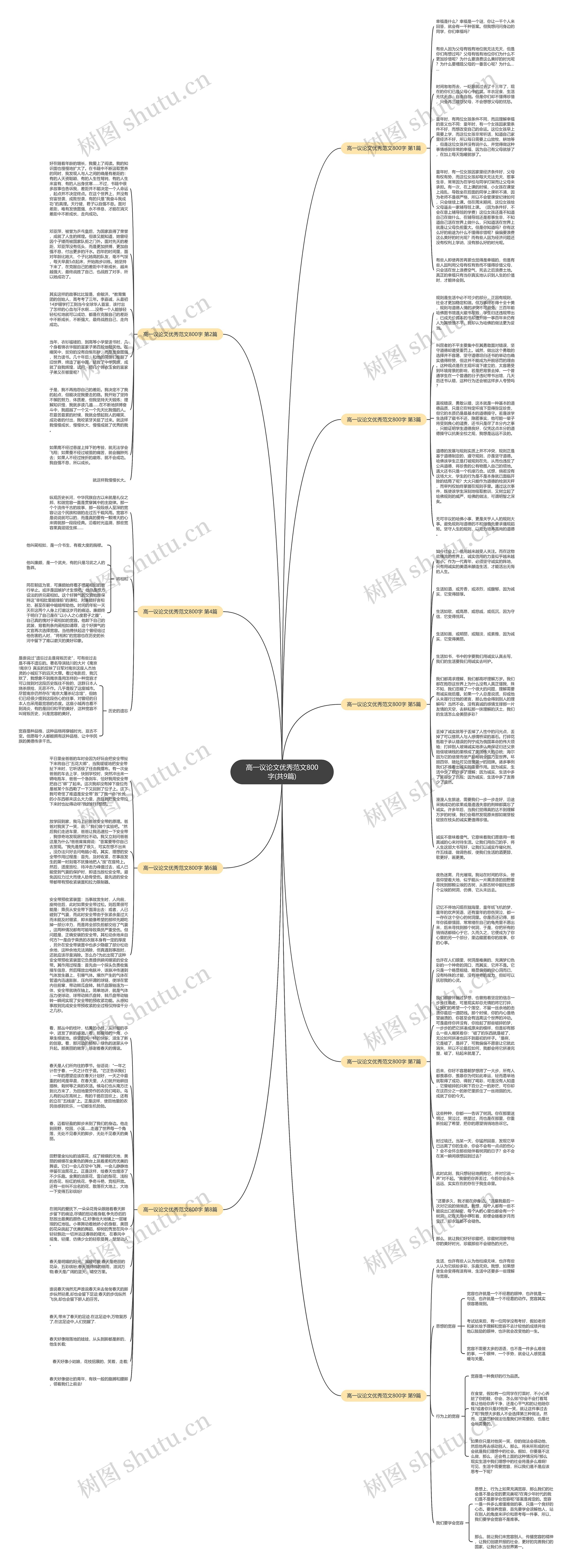 高一议论文优秀范文800字(共9篇)思维导图