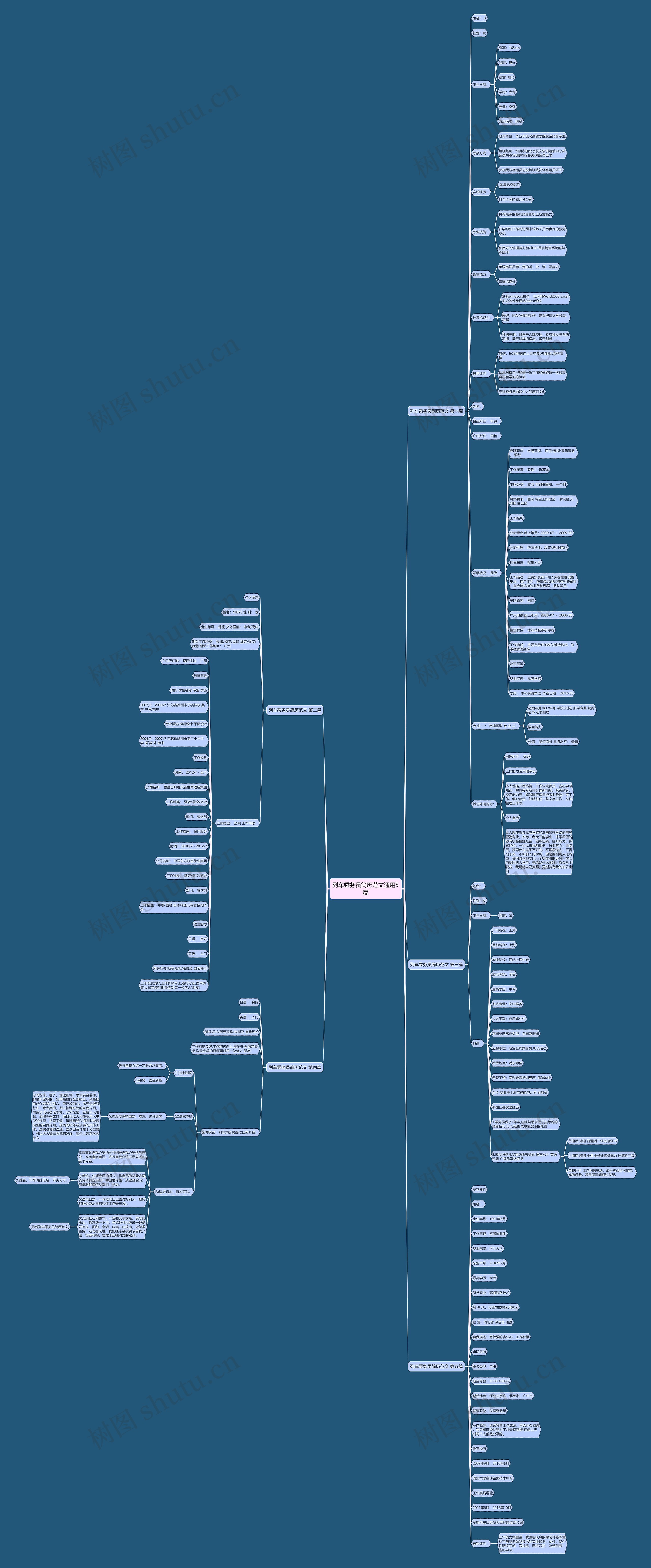 列车乘务员简历范文通用5篇思维导图