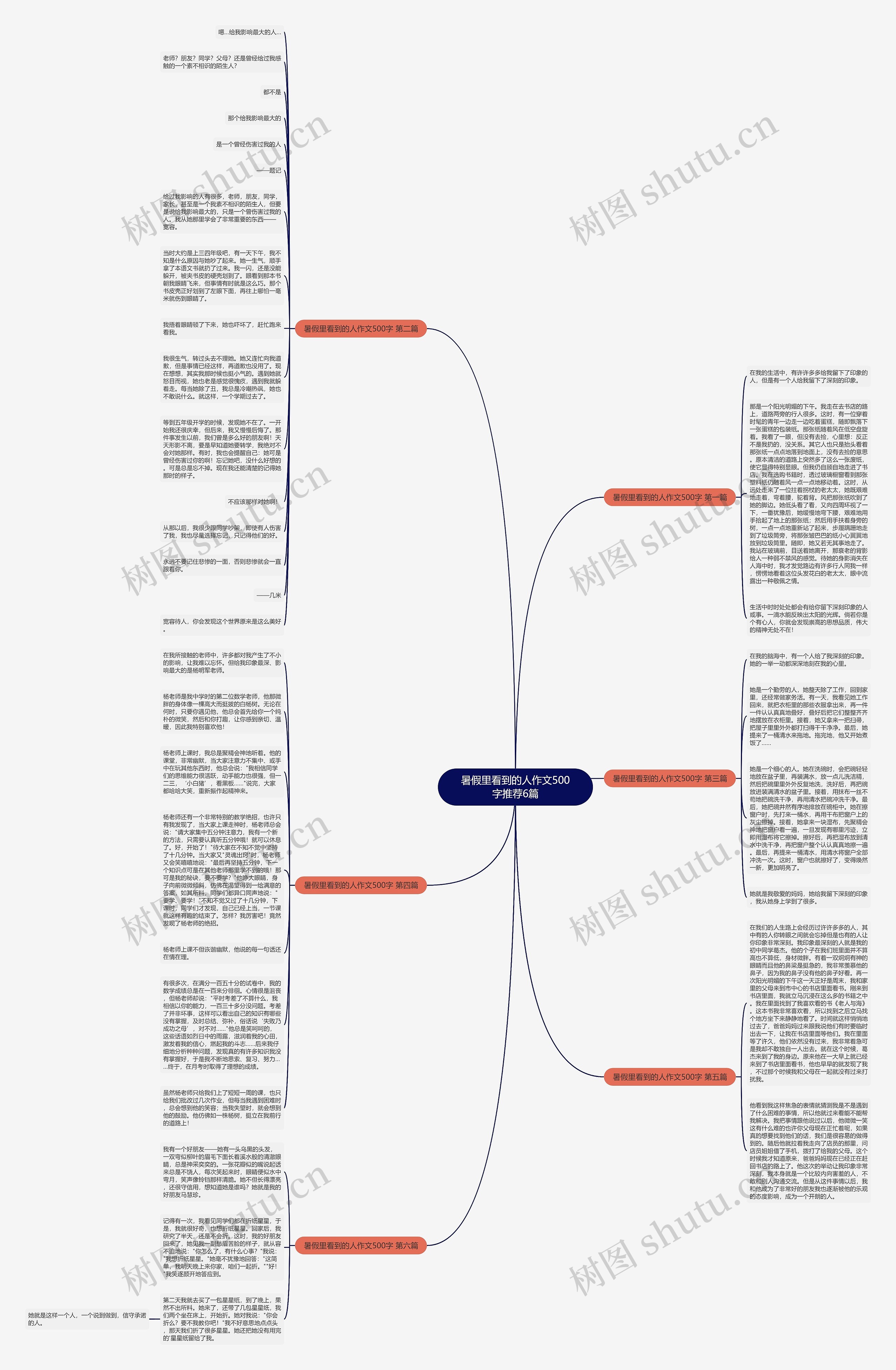 暑假里看到的人作文500字推荐6篇思维导图