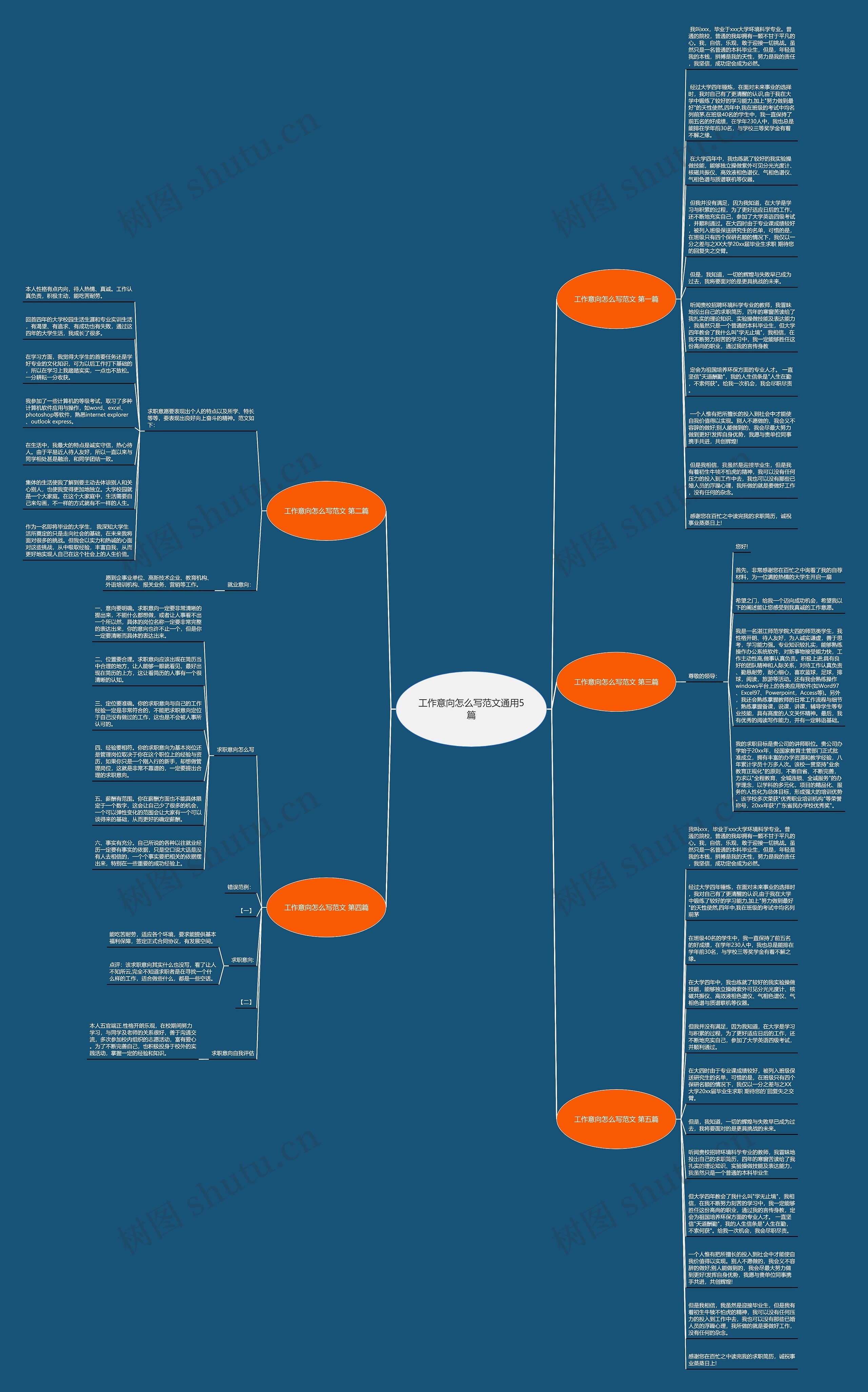 工作意向怎么写范文通用5篇思维导图