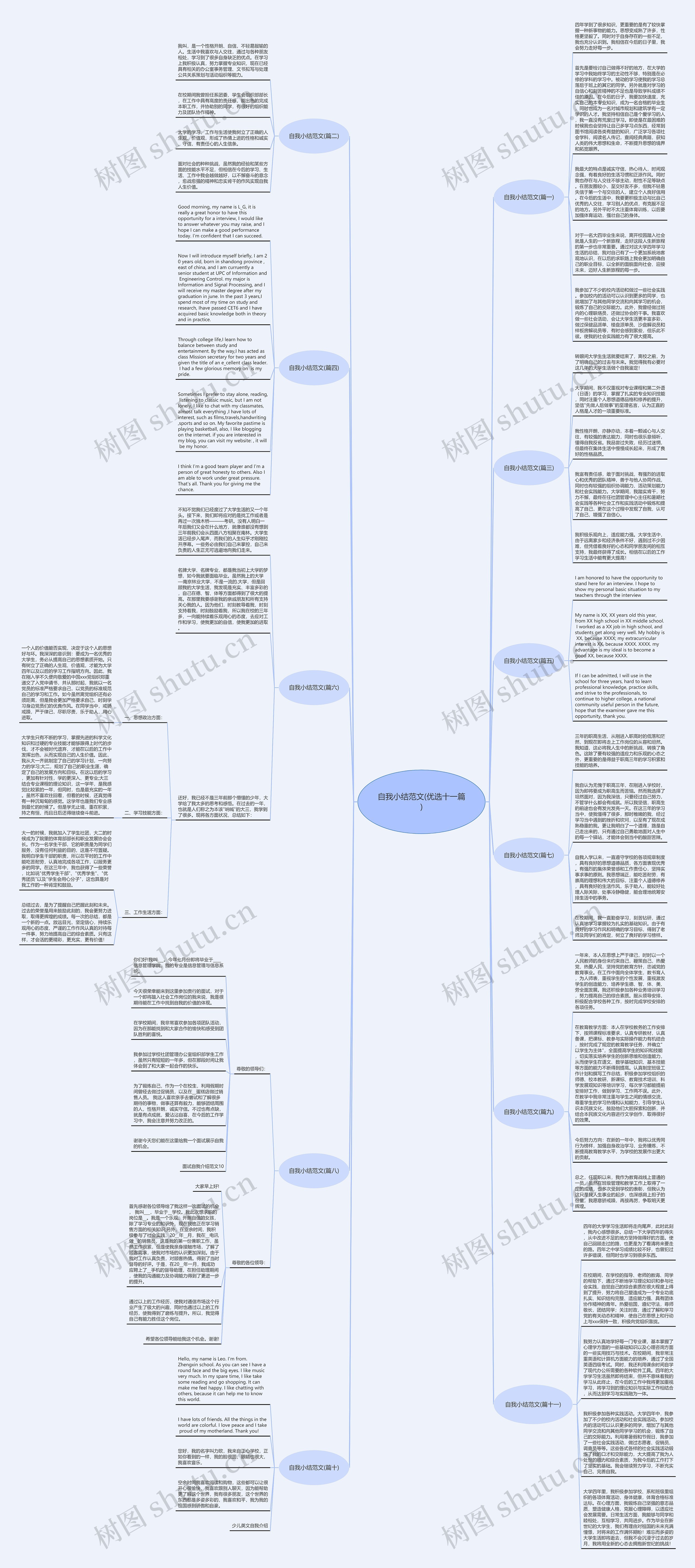 自我小结范文(优选十一篇)思维导图