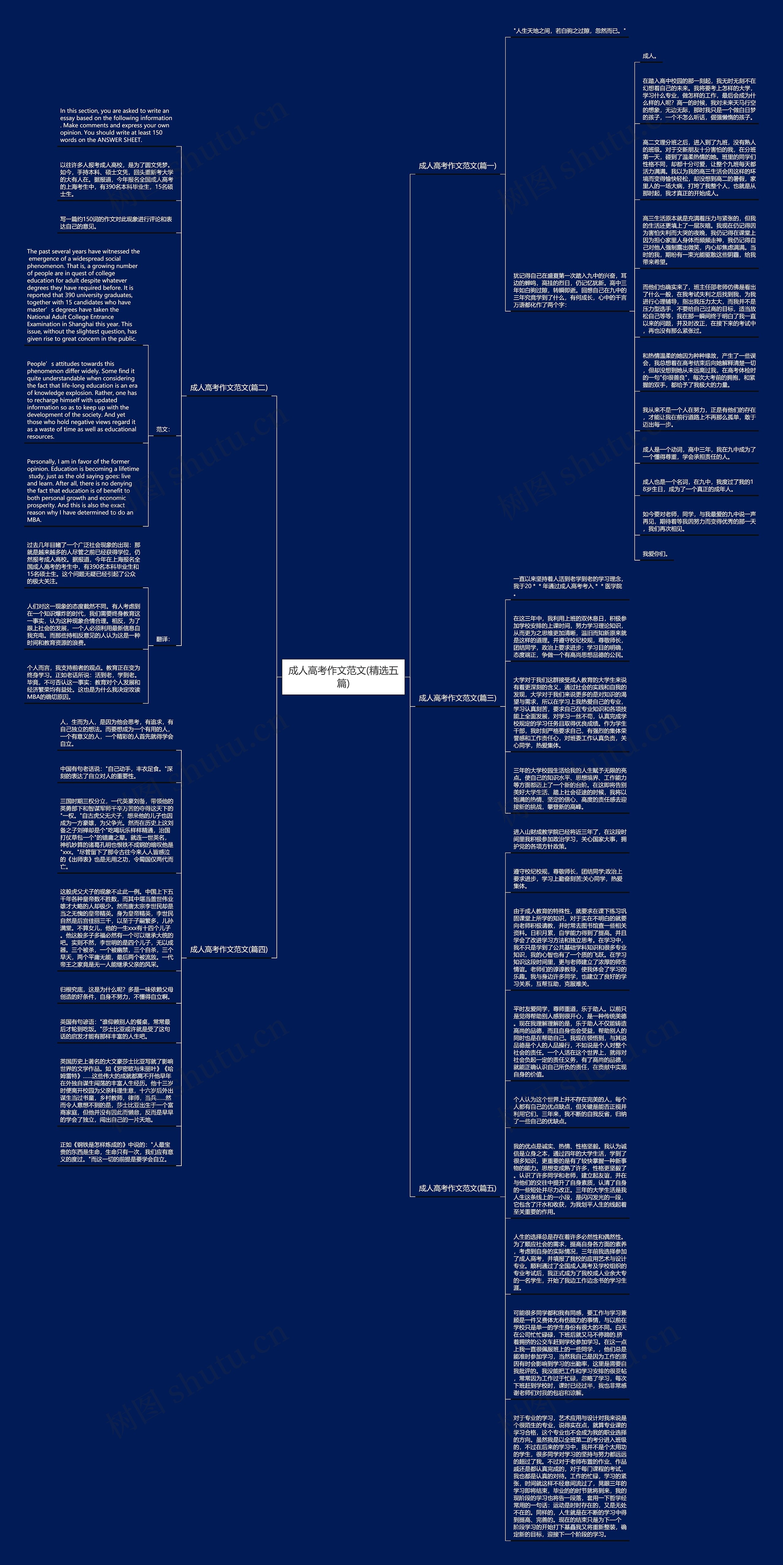 成人高考作文范文(精选五篇)思维导图
