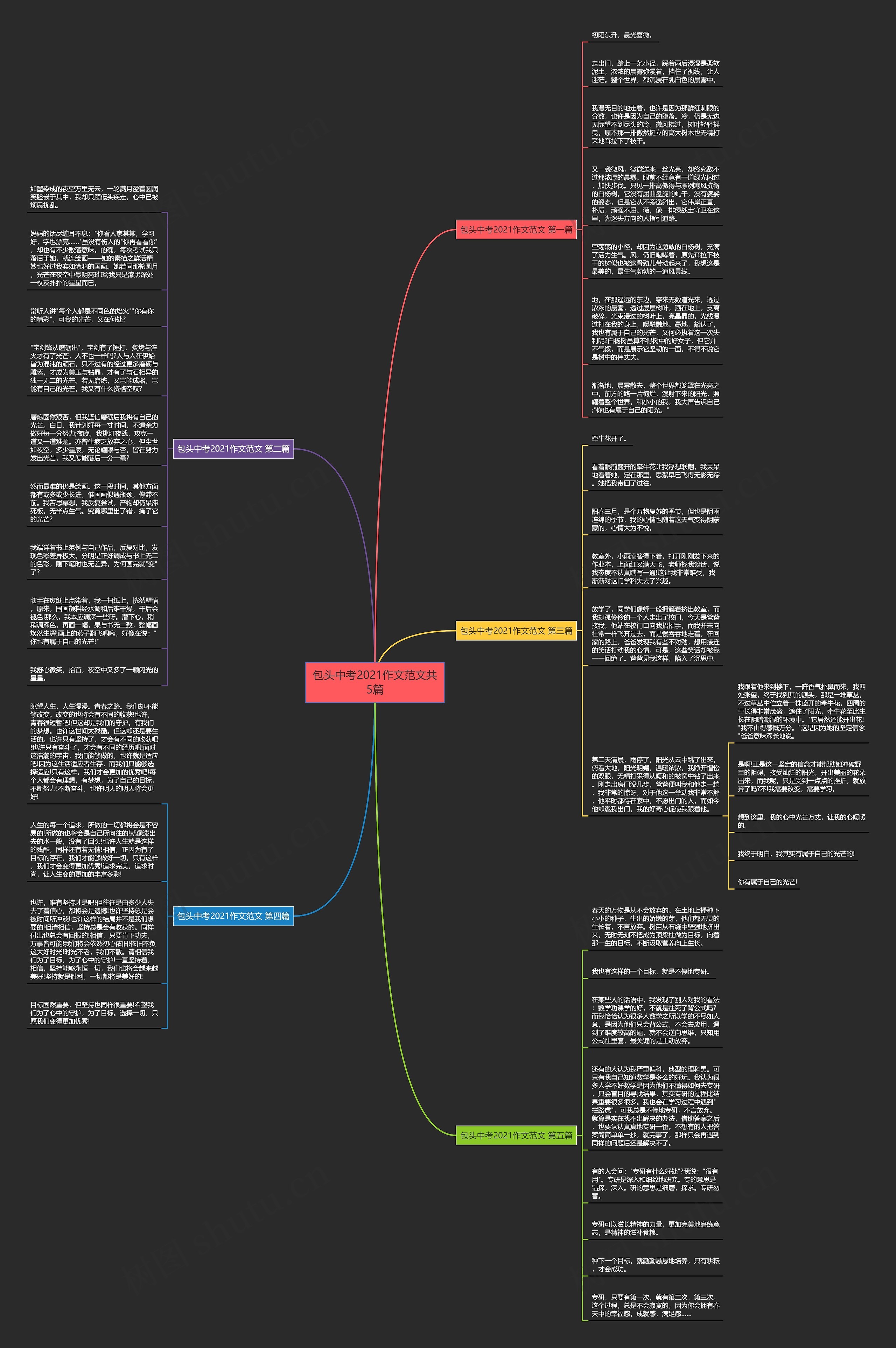 包头中考2021作文范文共5篇思维导图