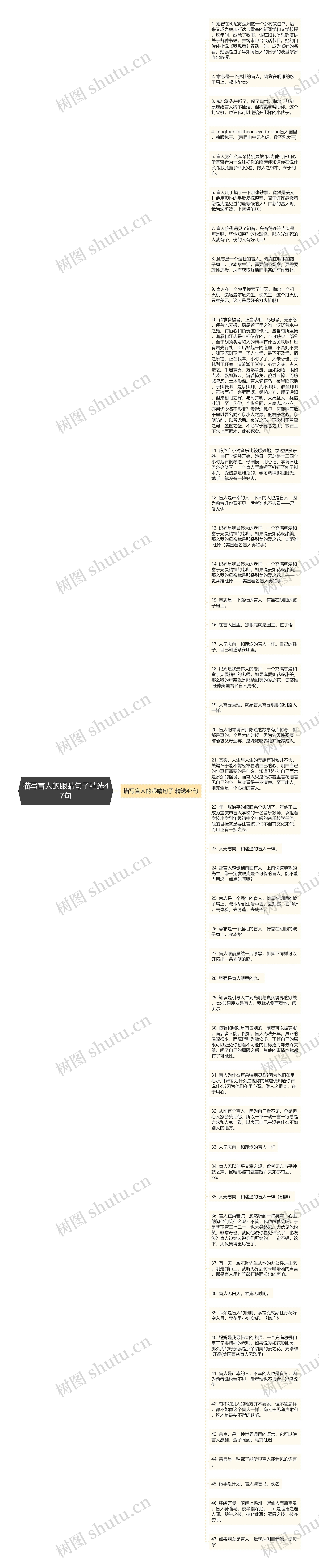 描写盲人的眼睛句子精选47句思维导图