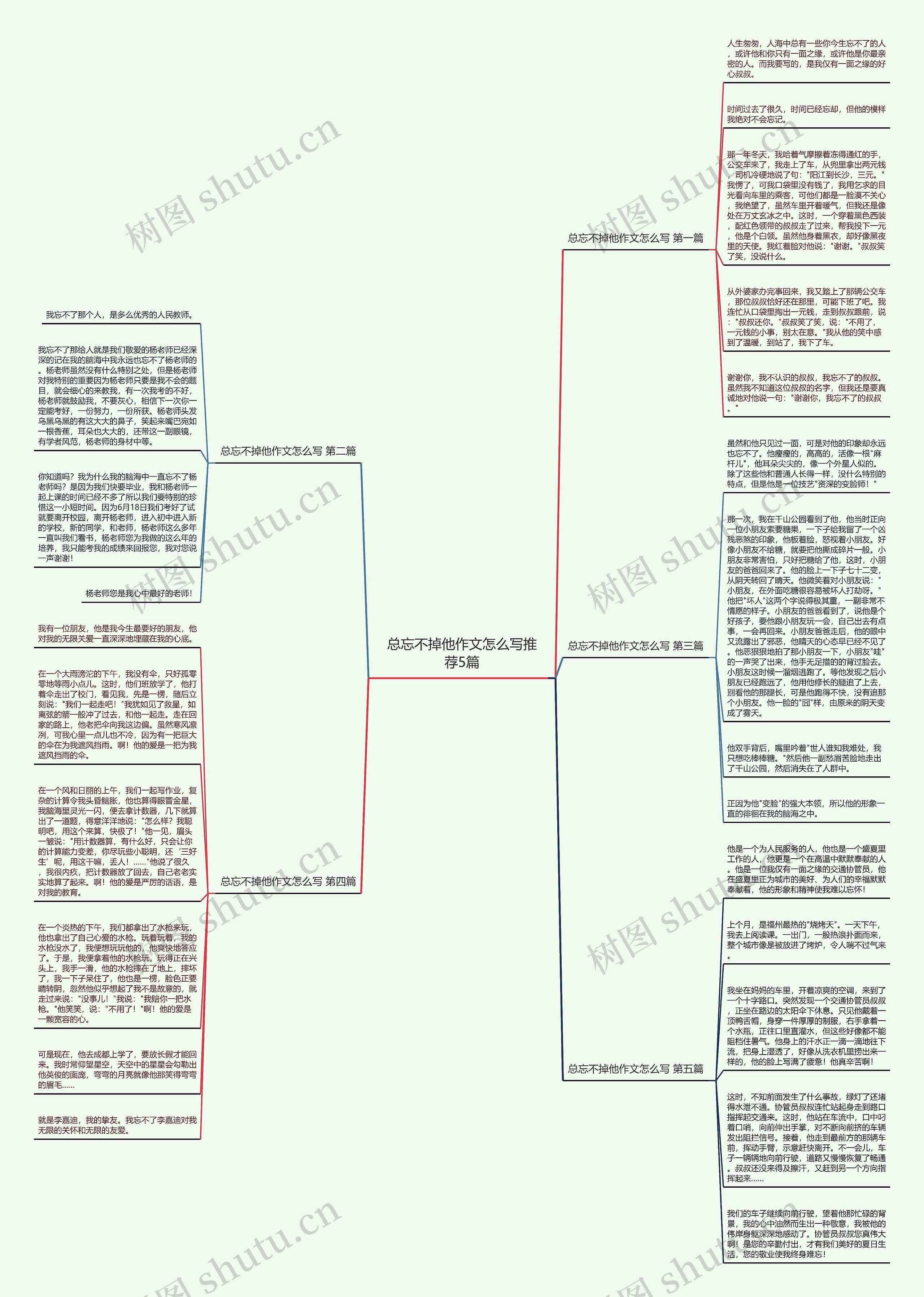 总忘不掉他作文怎么写推荐5篇思维导图