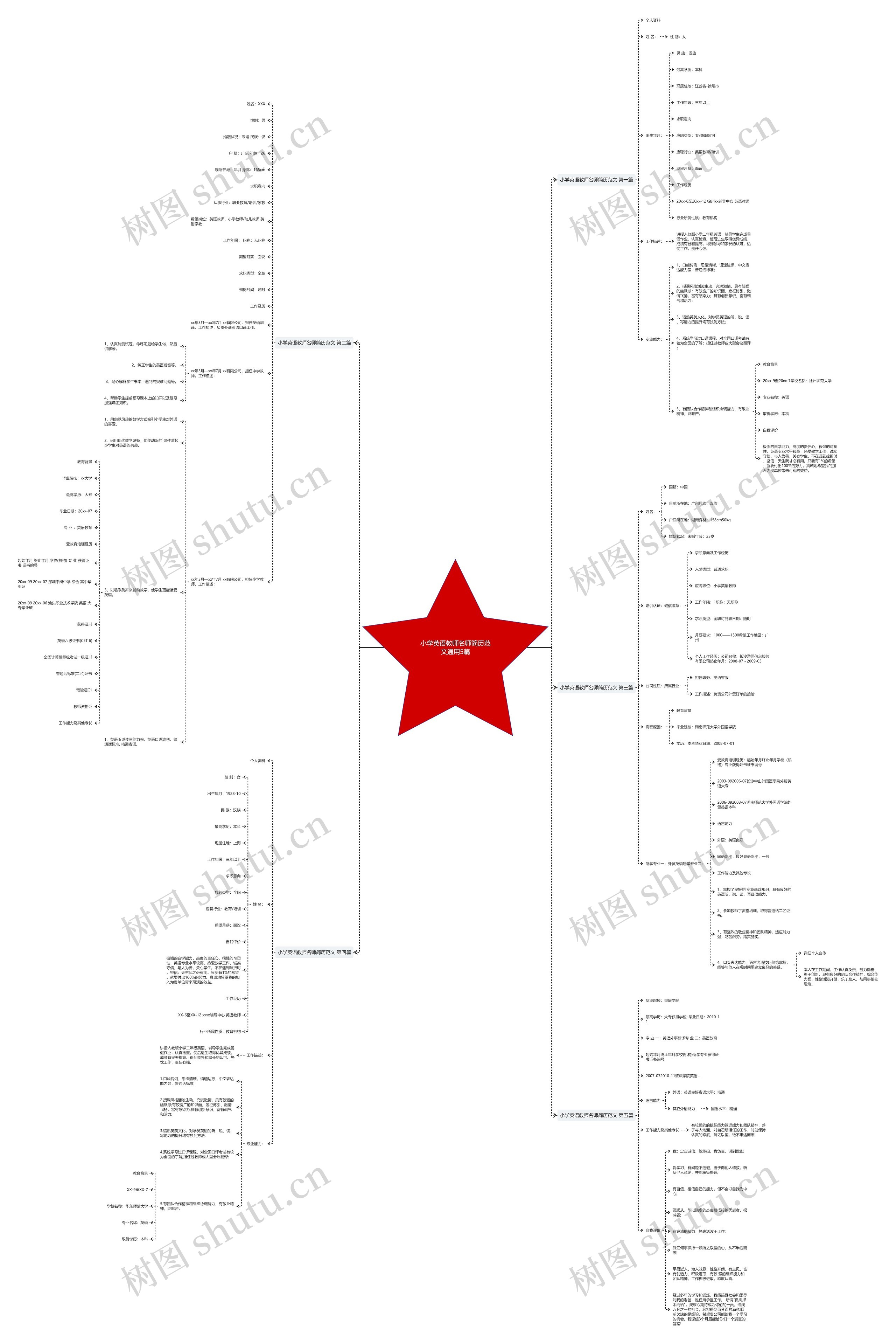 小学英语教师名师简历范文通用5篇思维导图