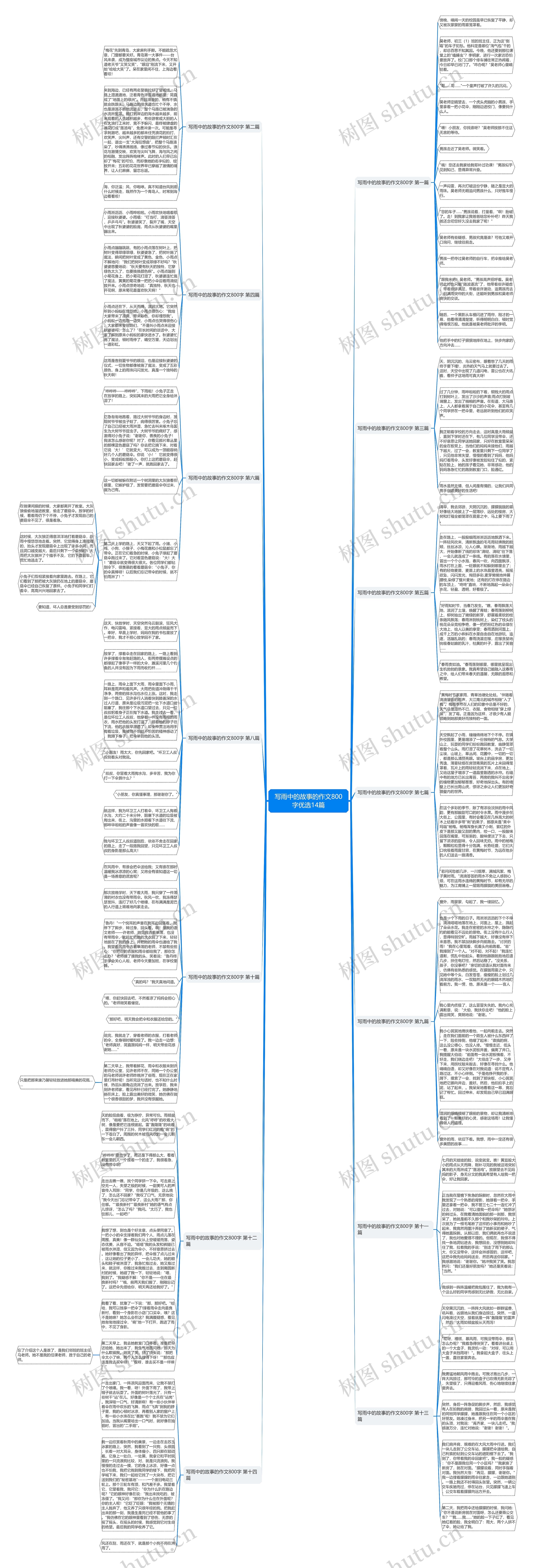 写雨中的故事的作文800字优选14篇思维导图