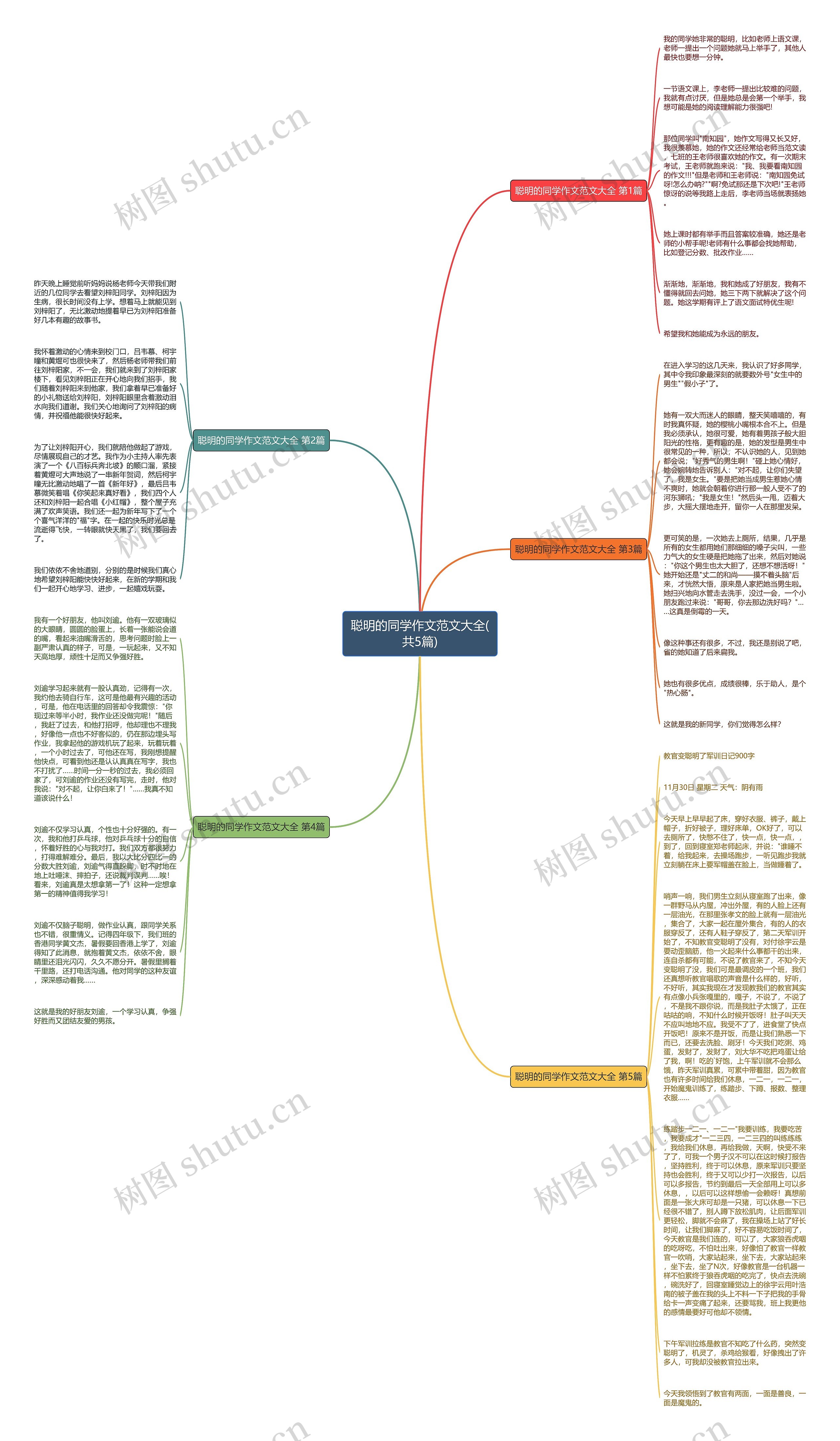 聪明的同学作文范文大全(共5篇)思维导图