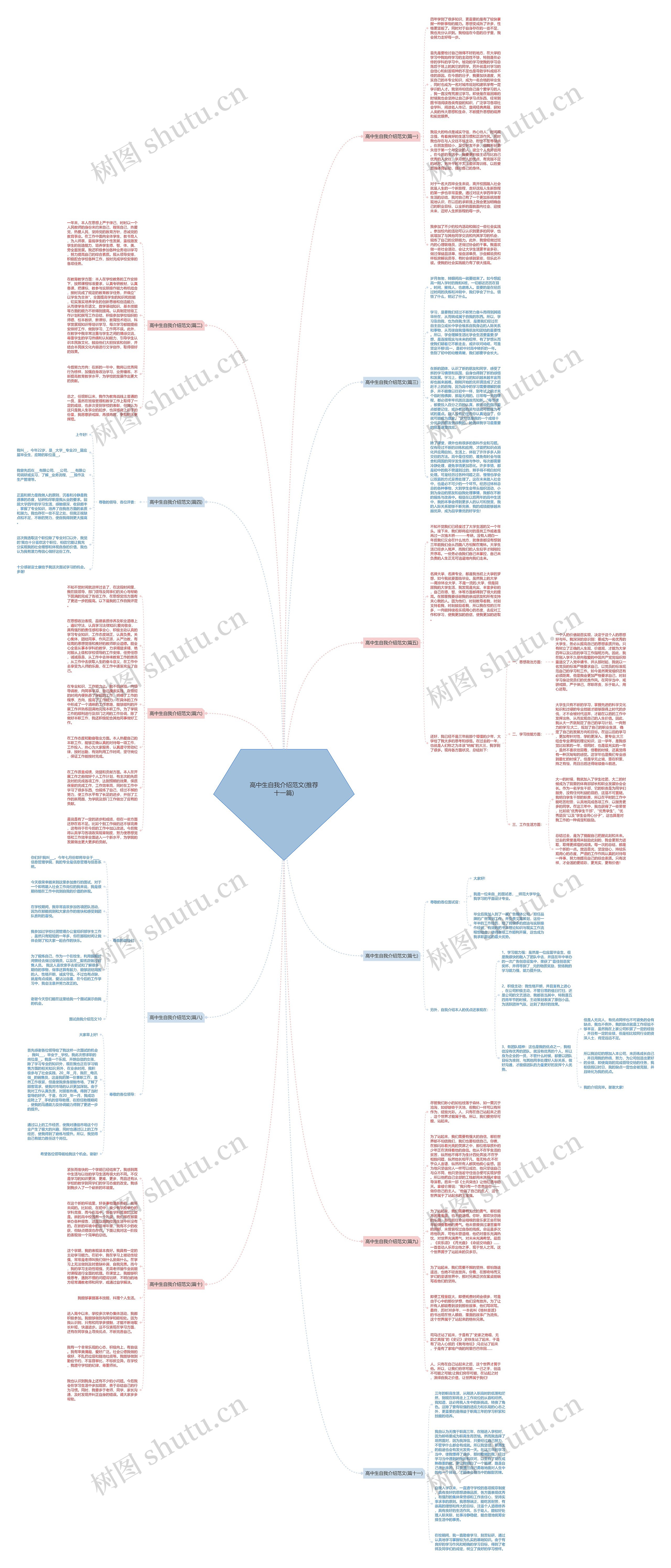 高中生自我介绍范文(推荐十一篇)思维导图