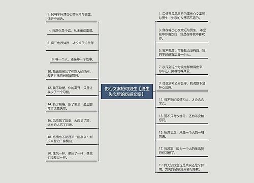 伤心文案短句男生【男生失恋后的伤感文案】