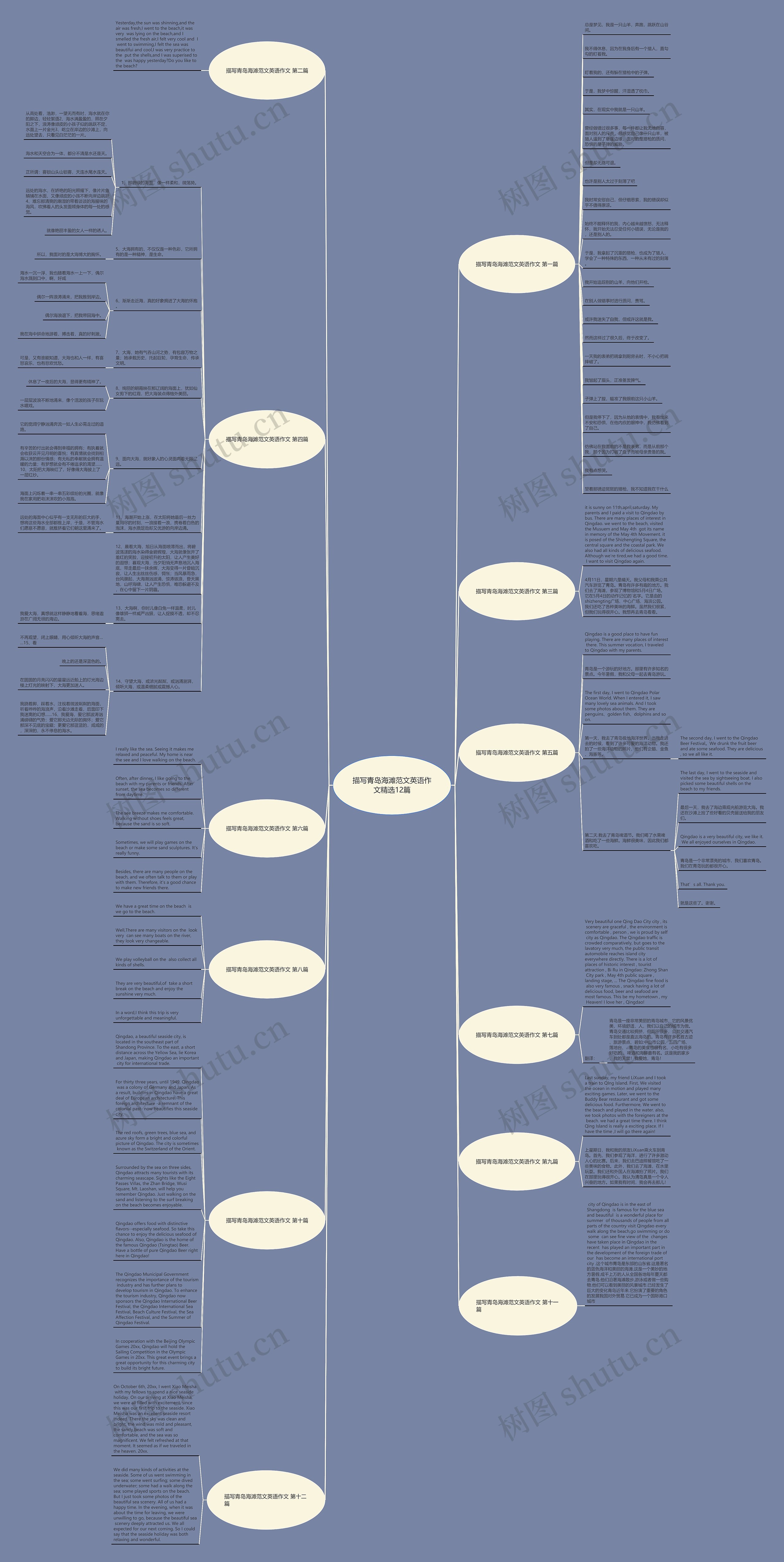 描写青岛海滩范文英语作文精选12篇思维导图