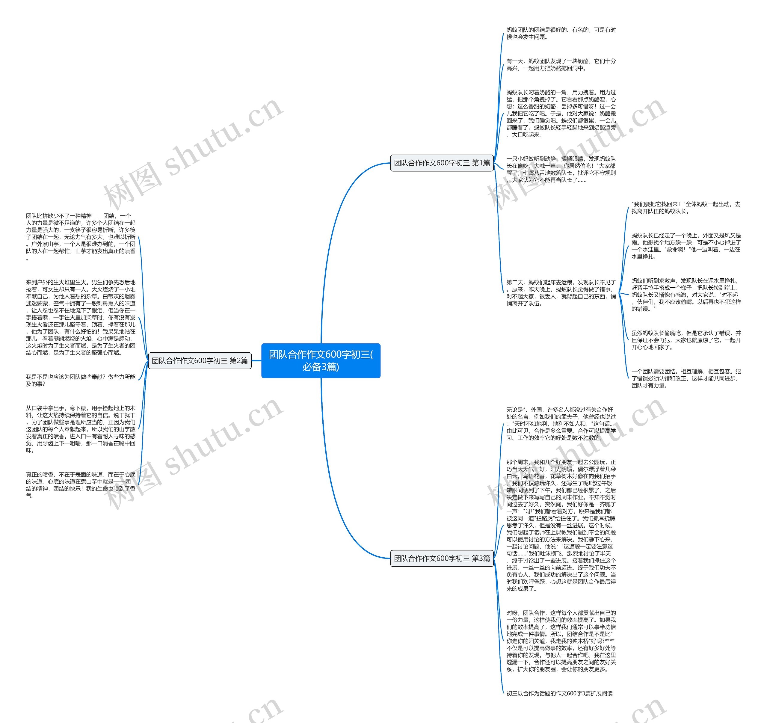 团队合作作文600字初三(必备3篇)思维导图