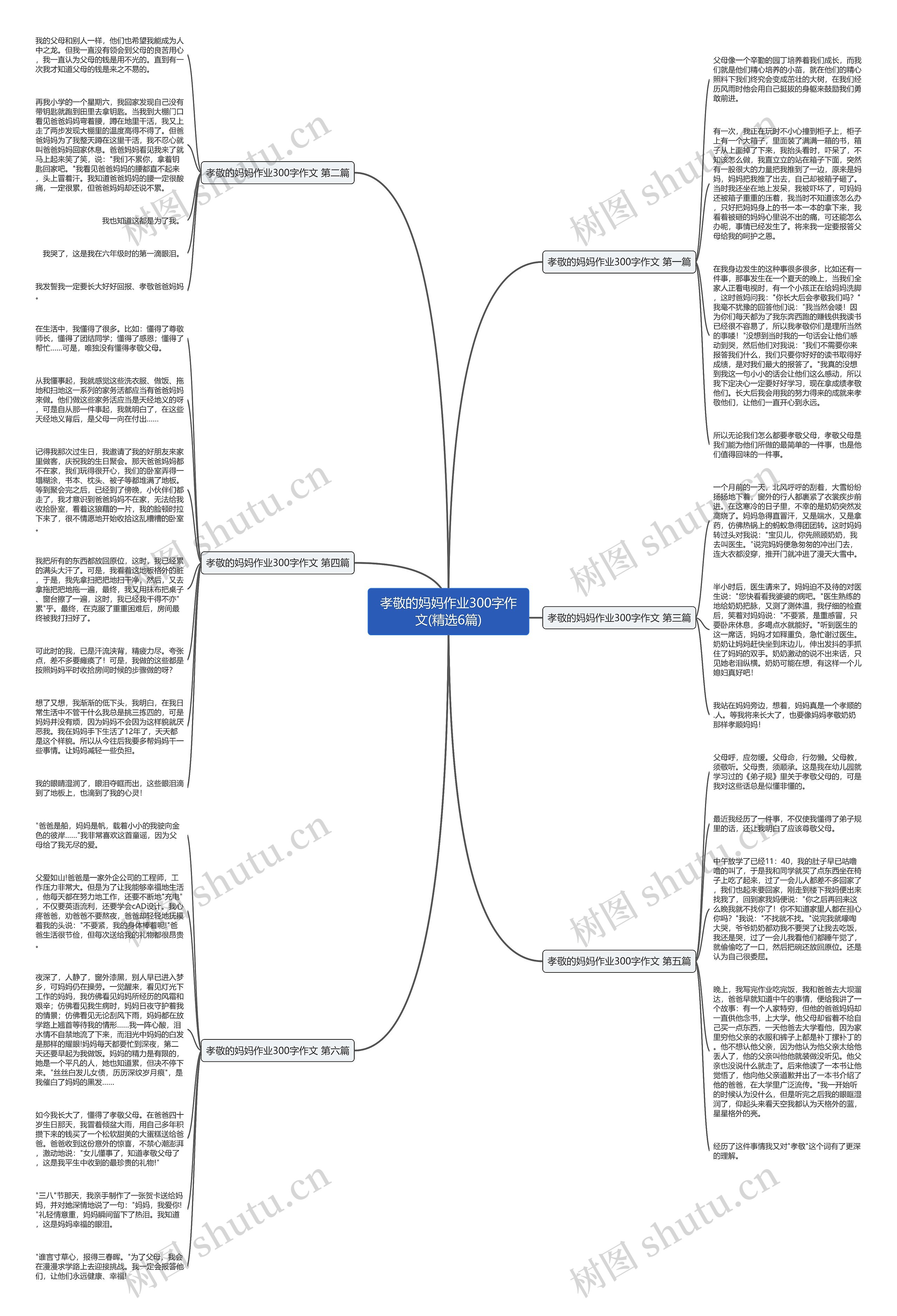 孝敬的妈妈作业300字作文(精选6篇)思维导图