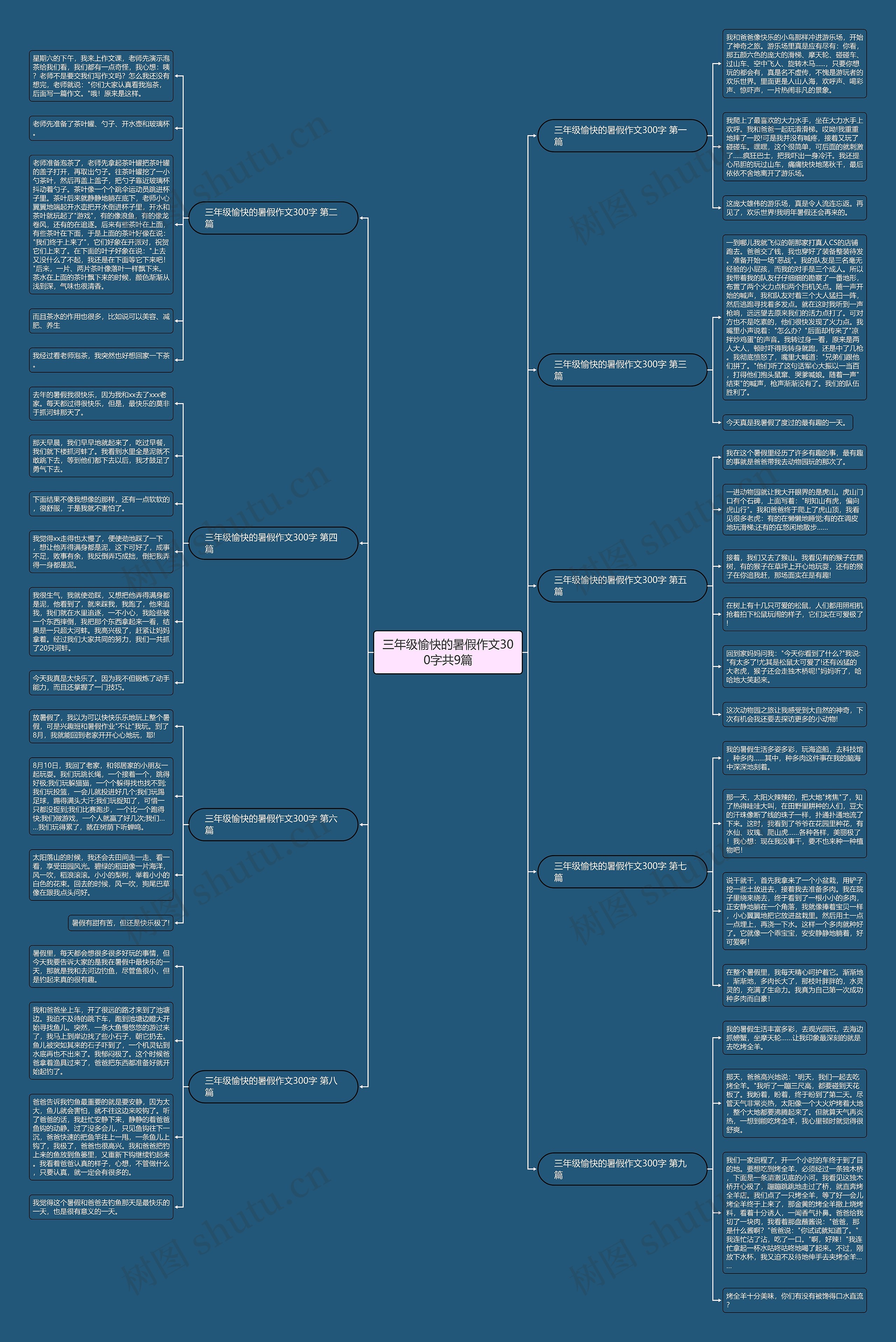 三年级愉快的暑假作文300字共9篇思维导图