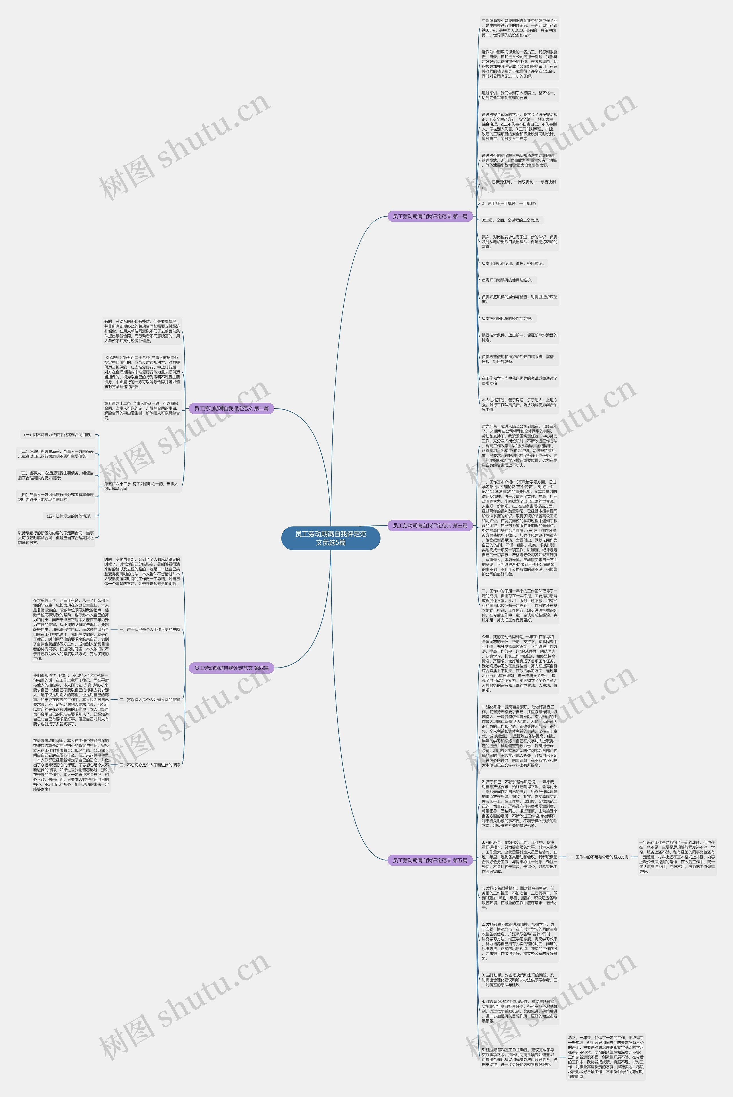 员工劳动期满自我评定范文优选5篇思维导图