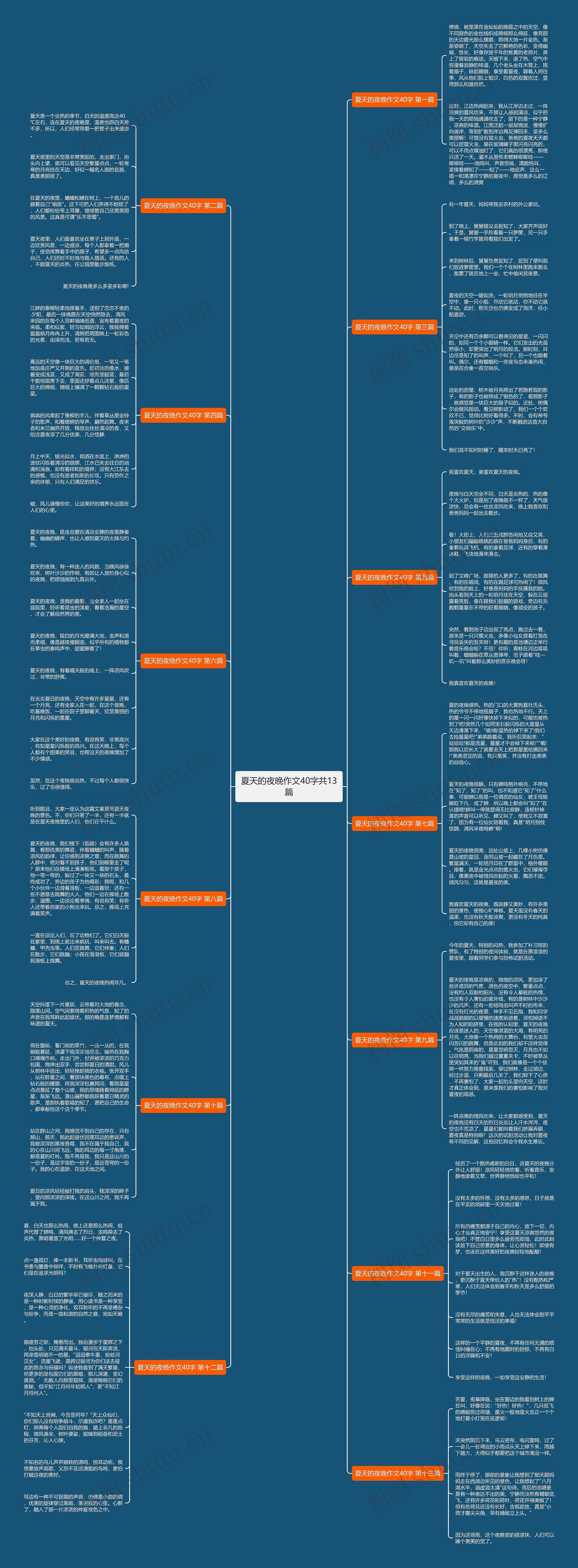 夏天的夜晚作文40字共13篇思维导图