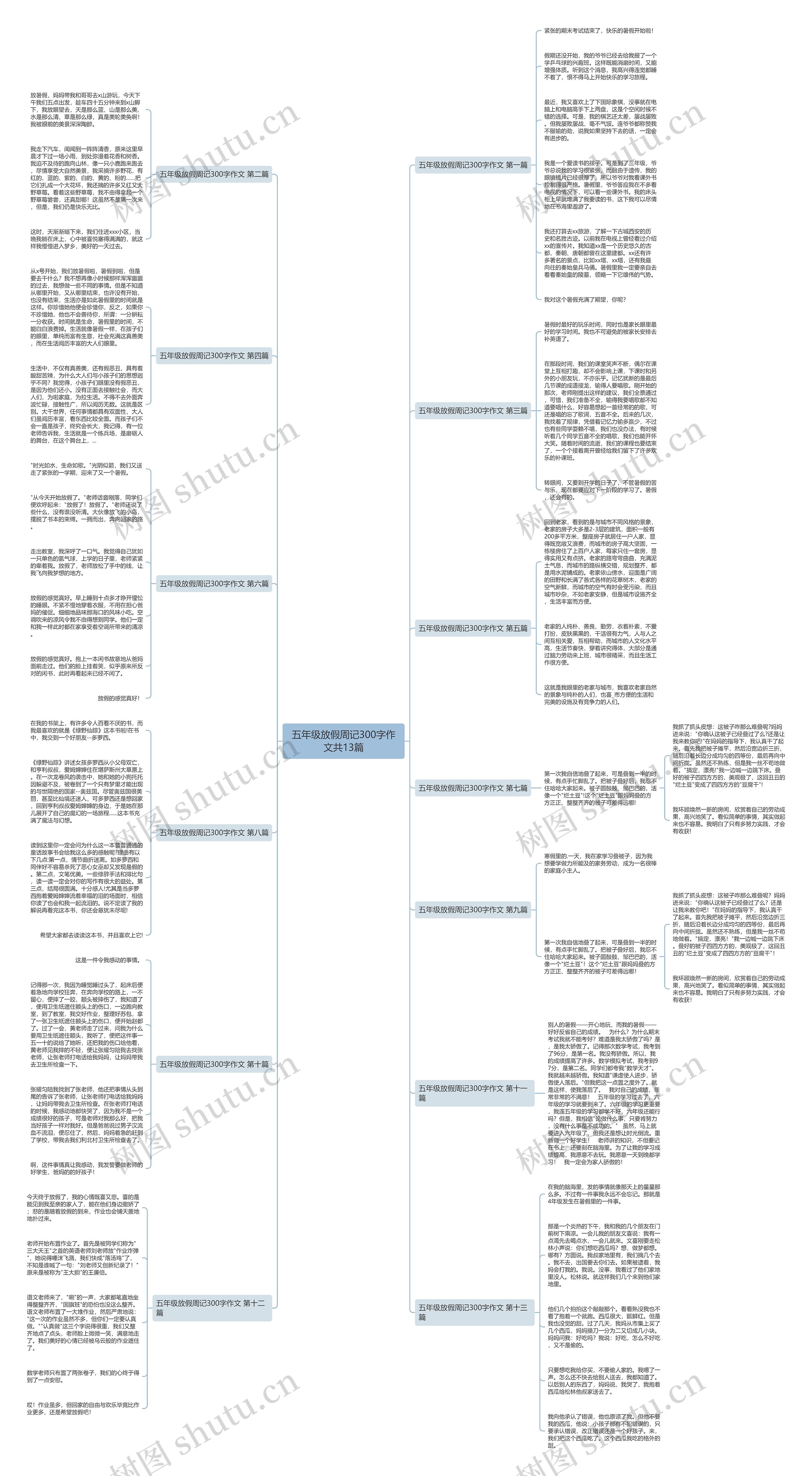 五年级放假周记300字作文共13篇思维导图