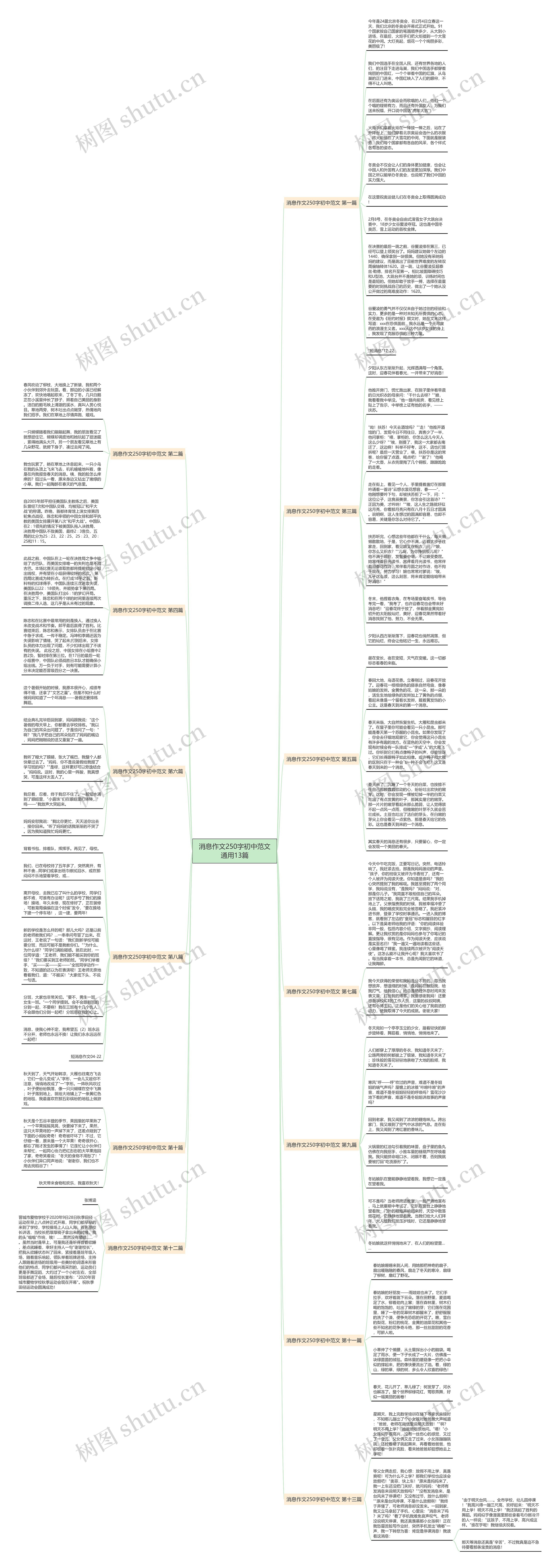 消息作文250字初中范文通用13篇思维导图