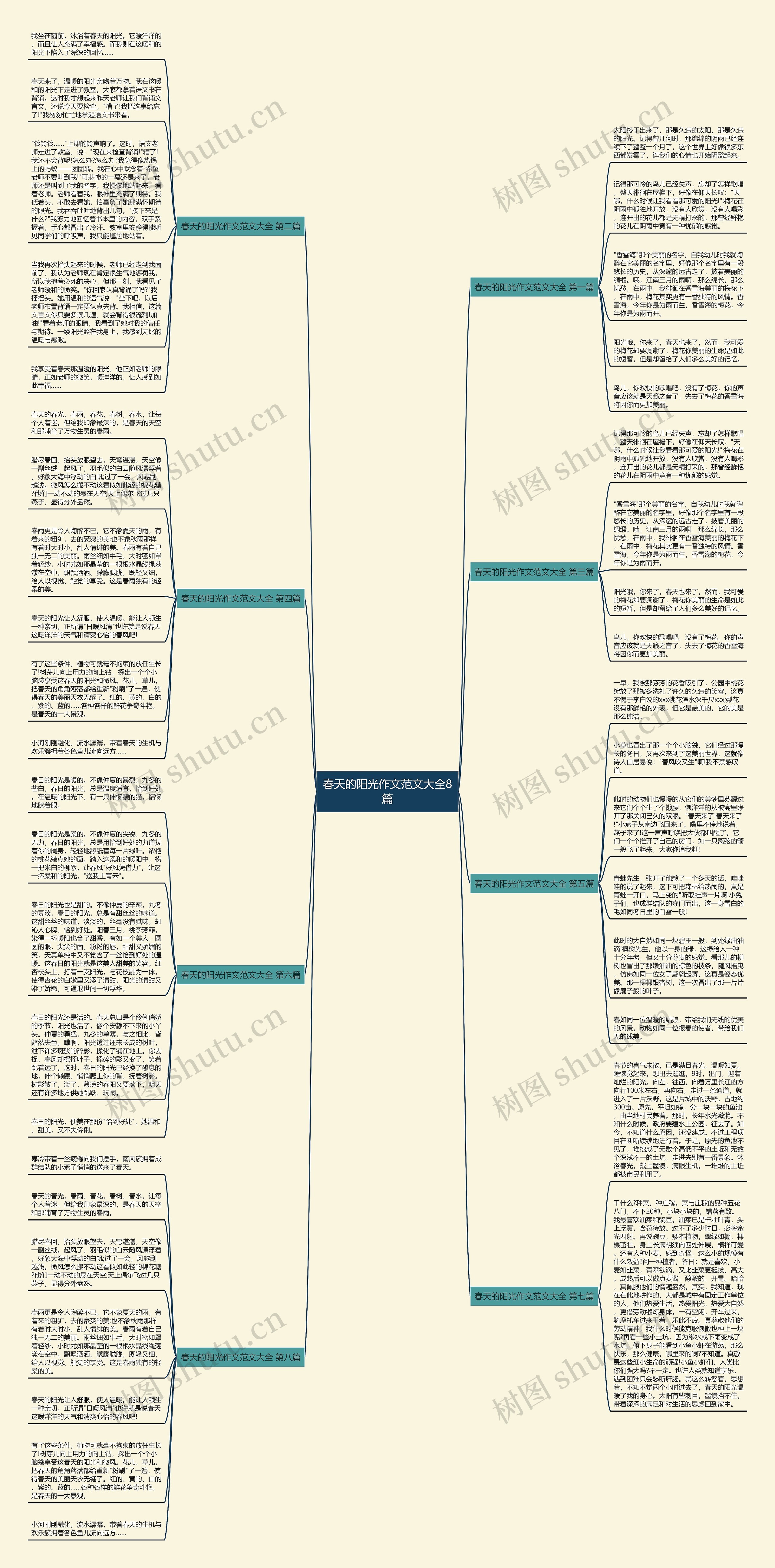 春天的阳光作文范文大全8篇思维导图高清图 春天的阳光作文范文大全8篇思维导图