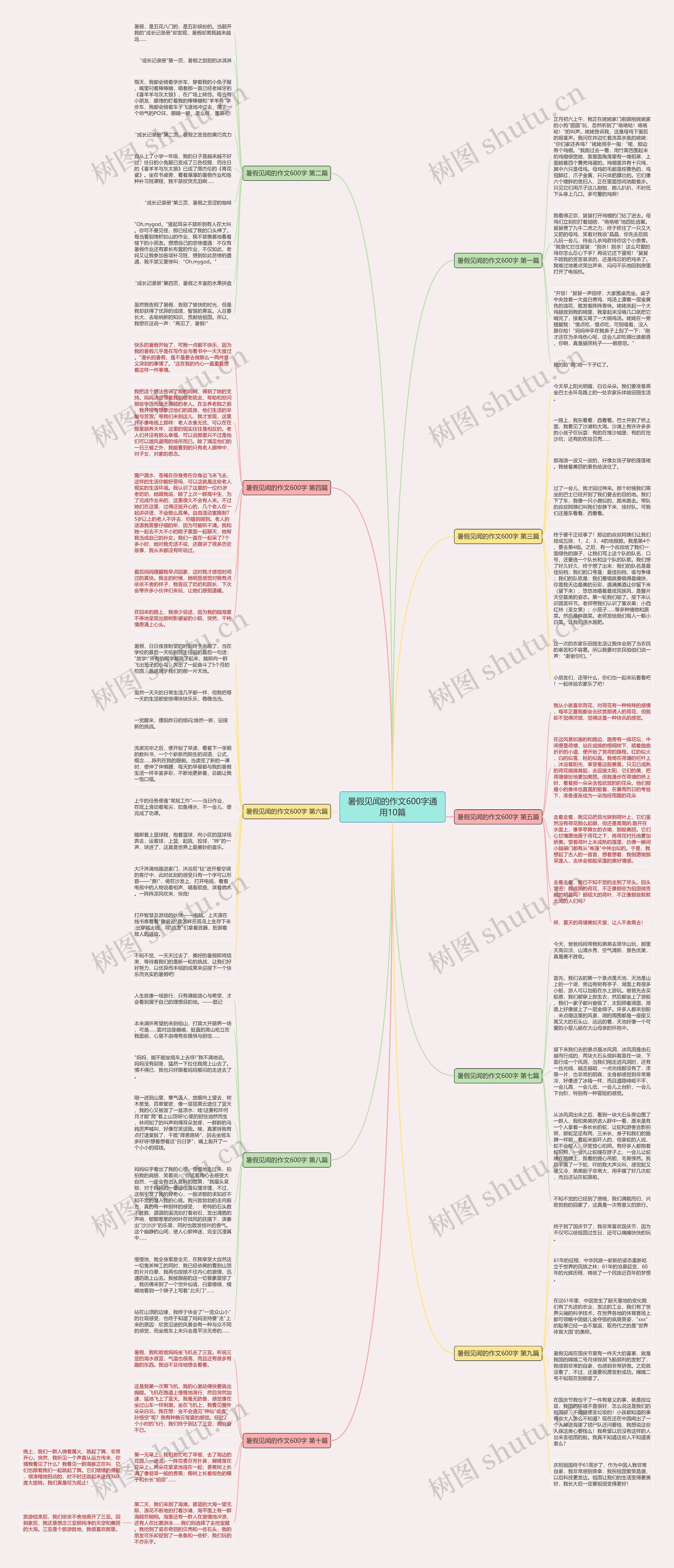暑假见闻的作文600字通用10篇思维导图