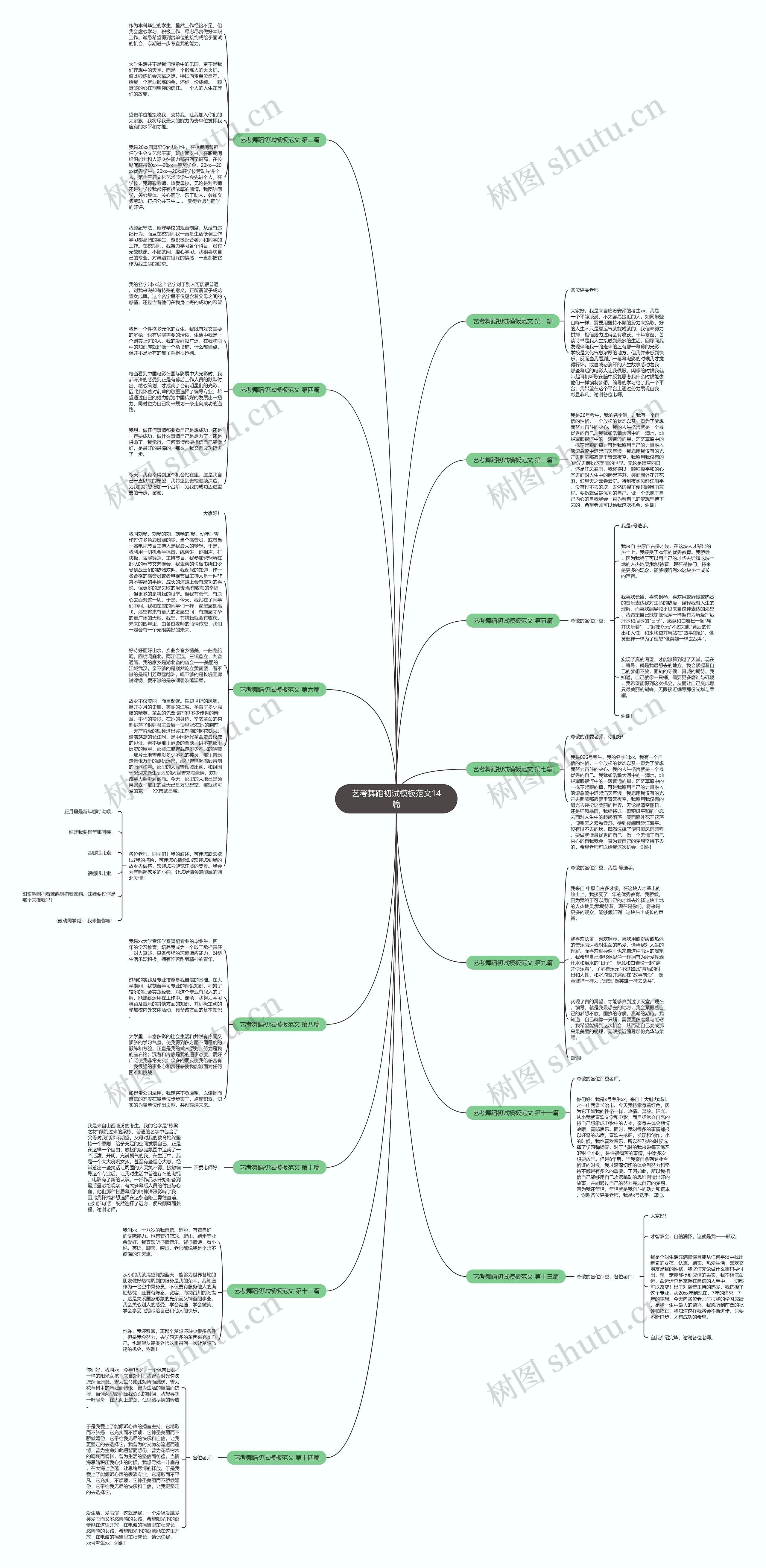 艺考舞蹈初试范文14篇思维导图