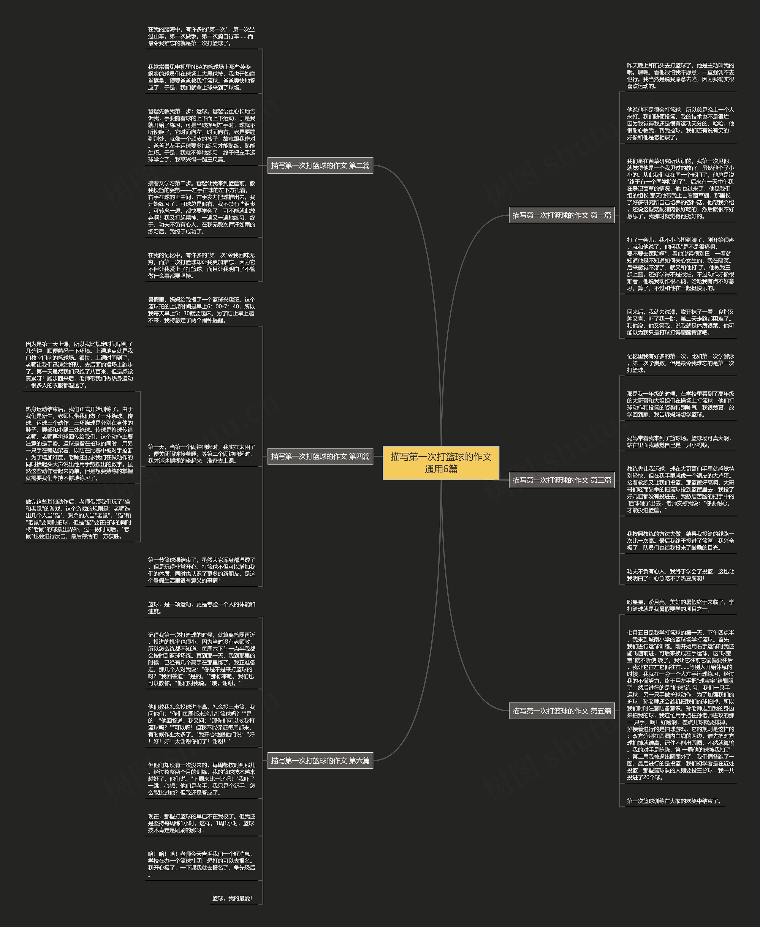 描写第一次打篮球的作文通用6篇思维导图