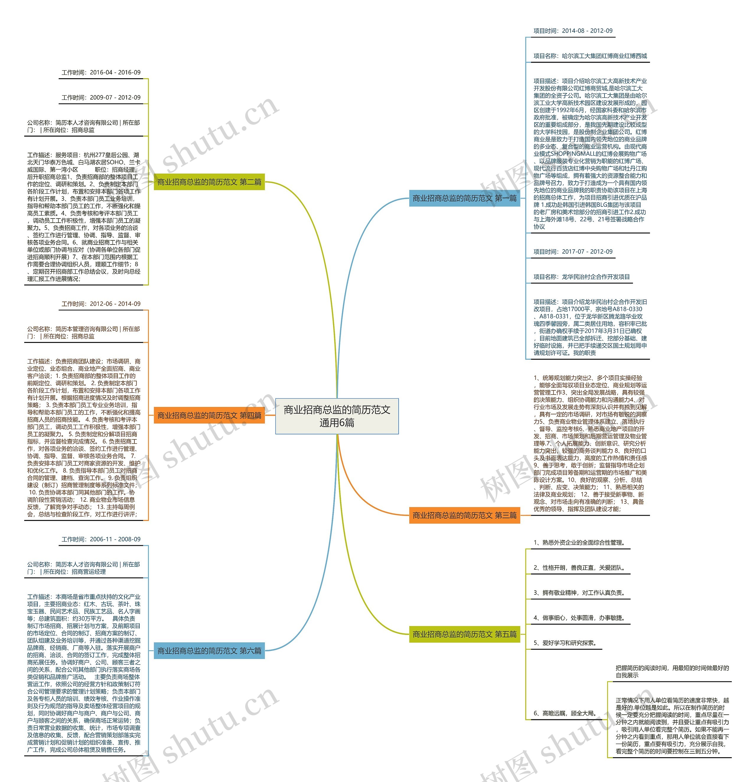 商业招商总监的简历范文通用6篇思维导图