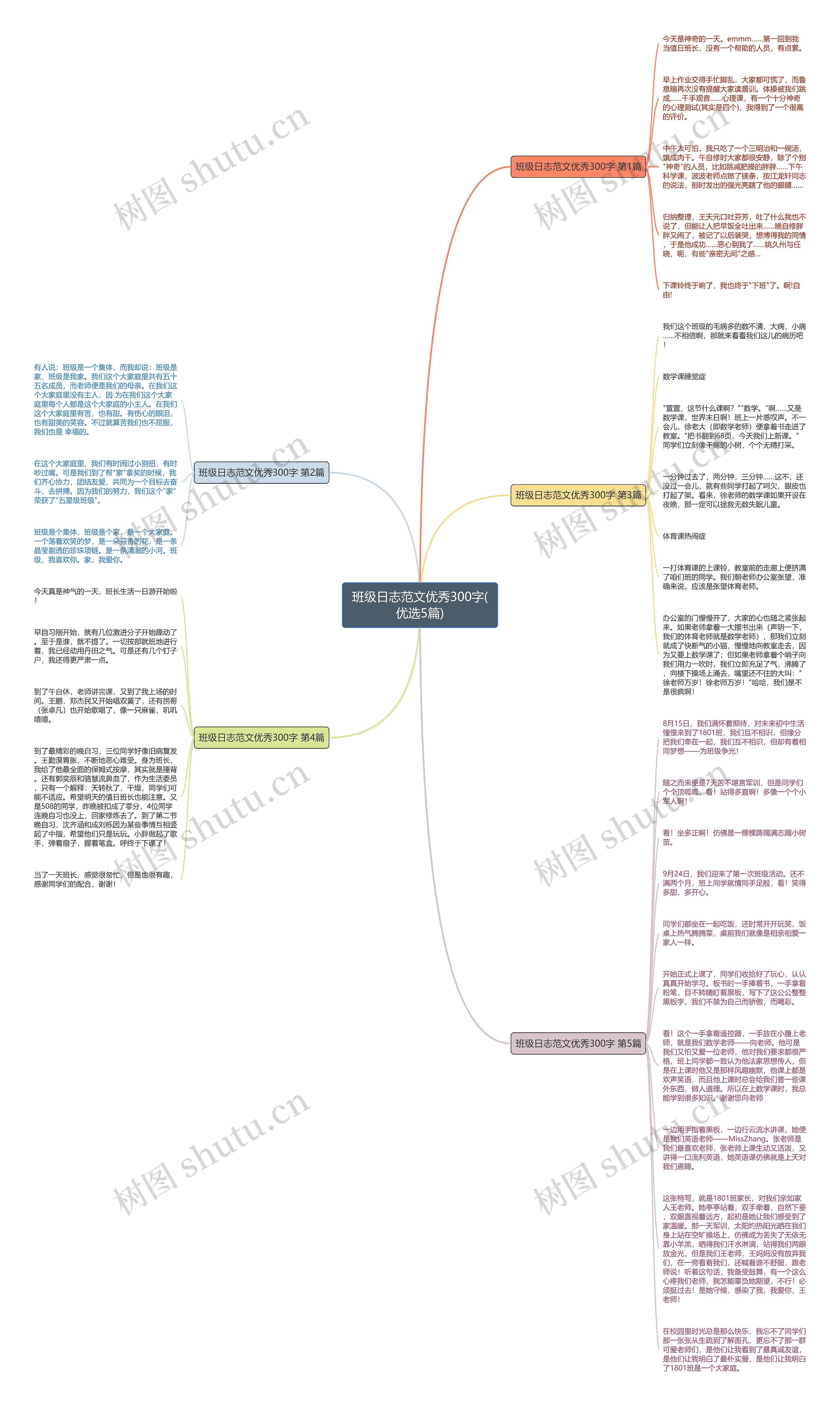 班级日志范文优秀300字(优选5篇)思维导图