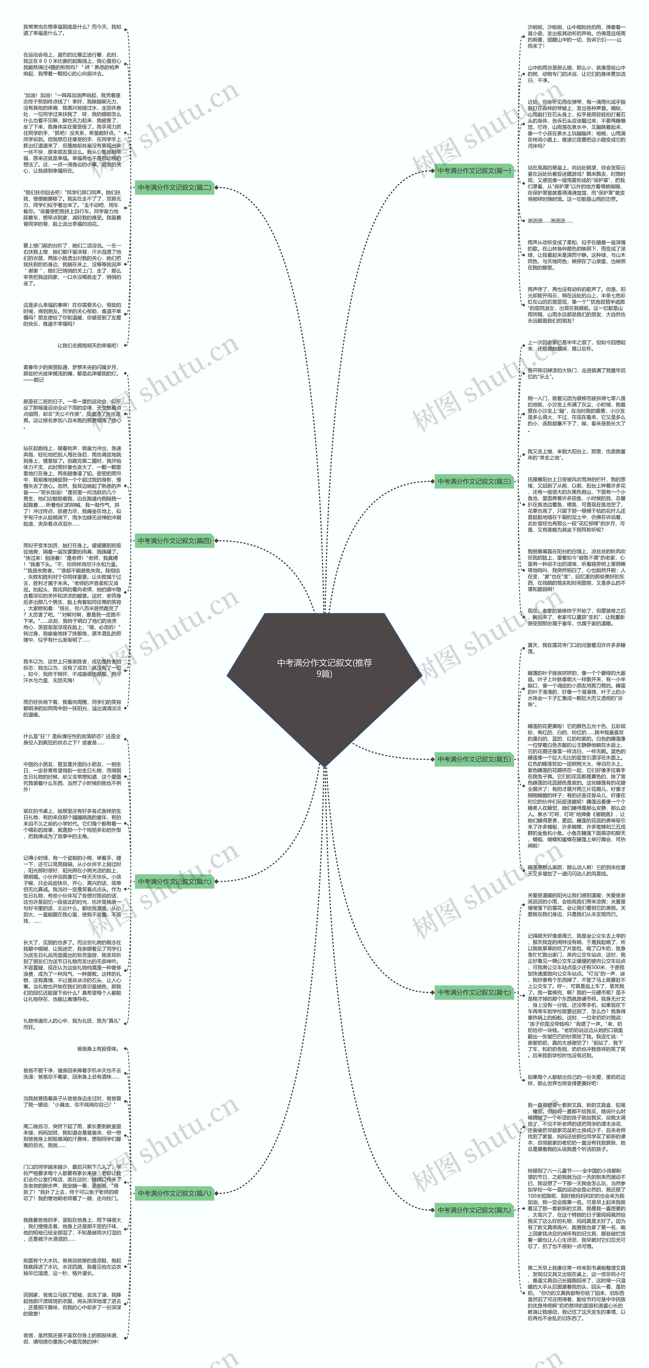 中考满分作文记叙文(推荐9篇)思维导图