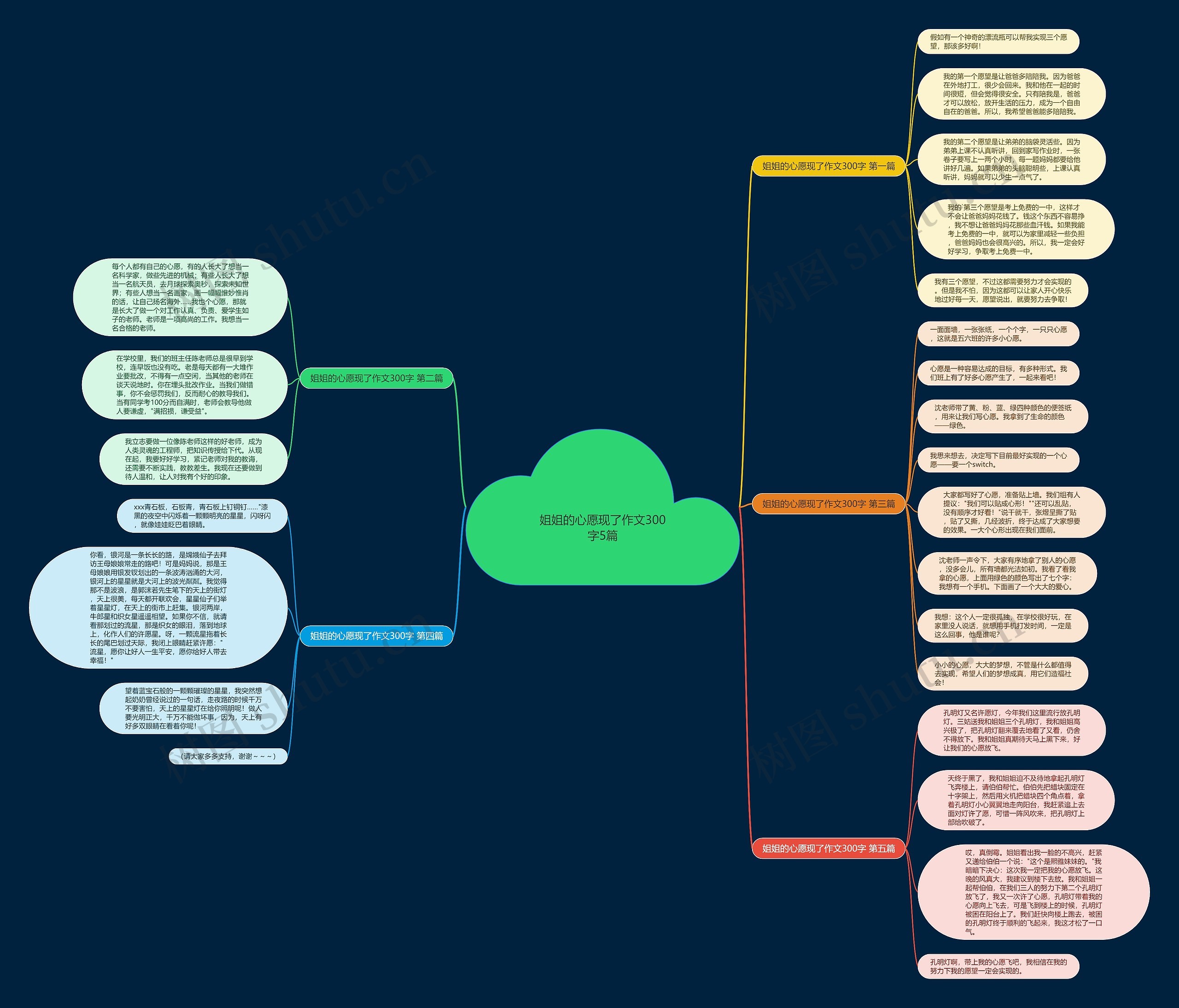 姐姐的心愿现了作文300字5篇思维导图