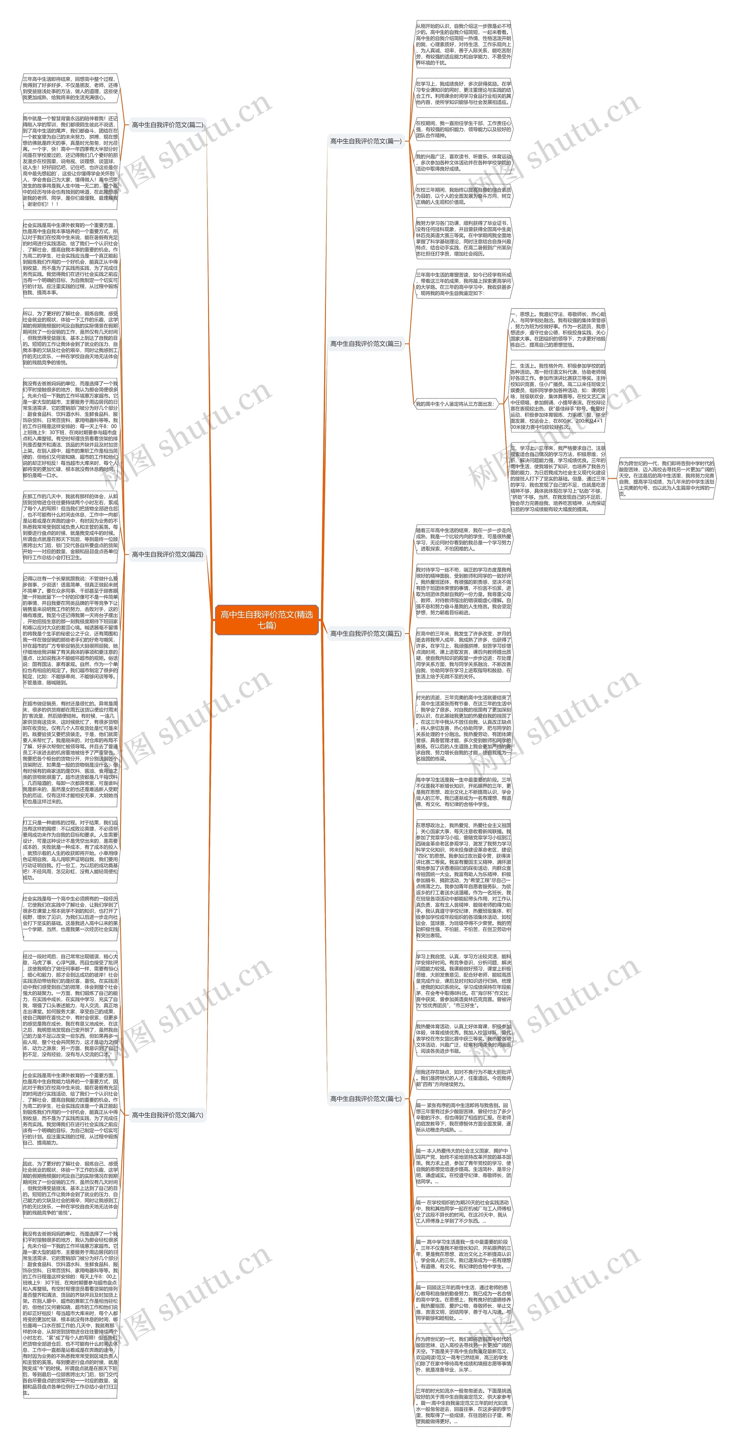 高中生自我评价范文(精选七篇)思维导图
