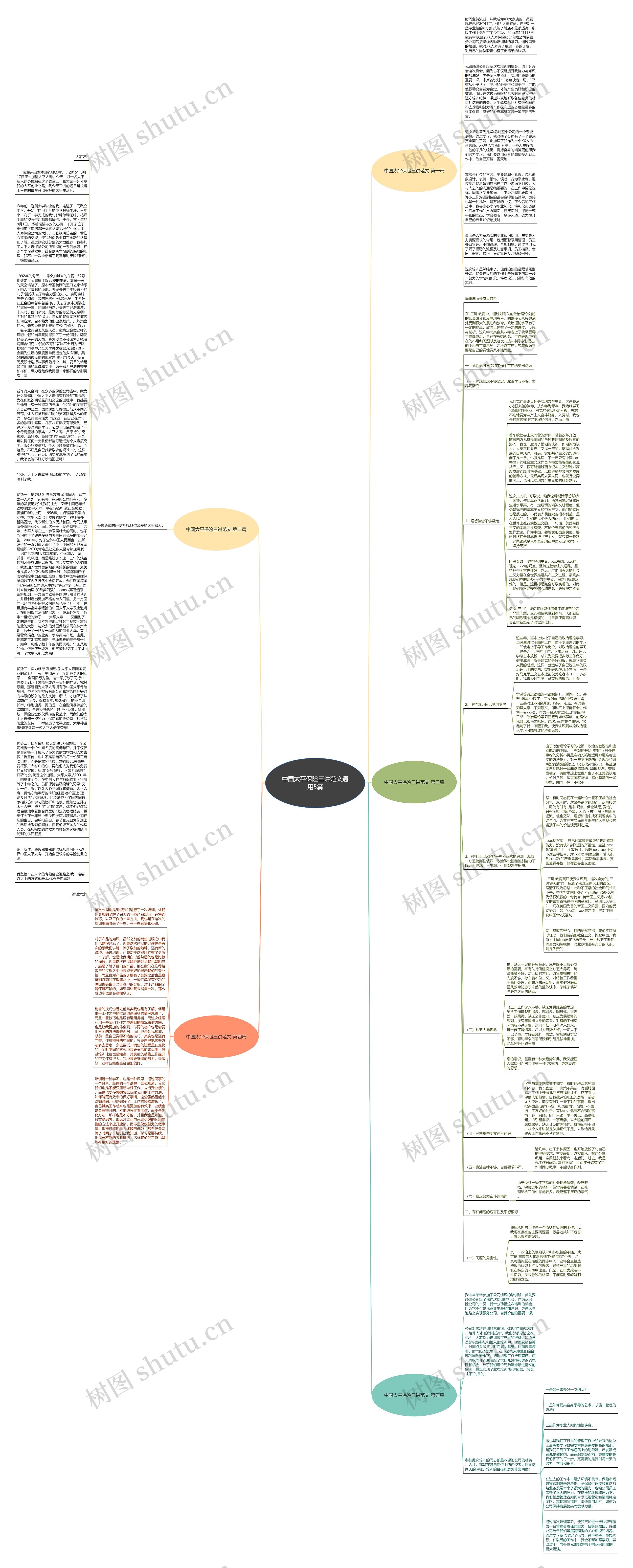 中国太平保险三讲范文通用5篇思维导图