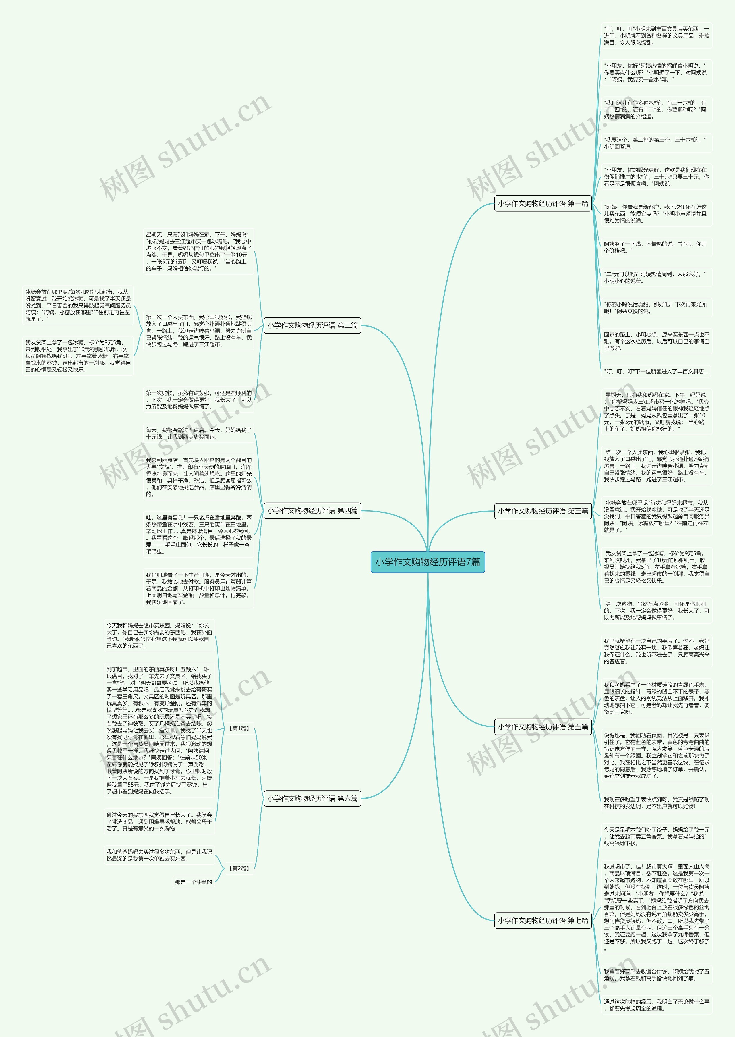小学作文购物经历评语7篇思维导图