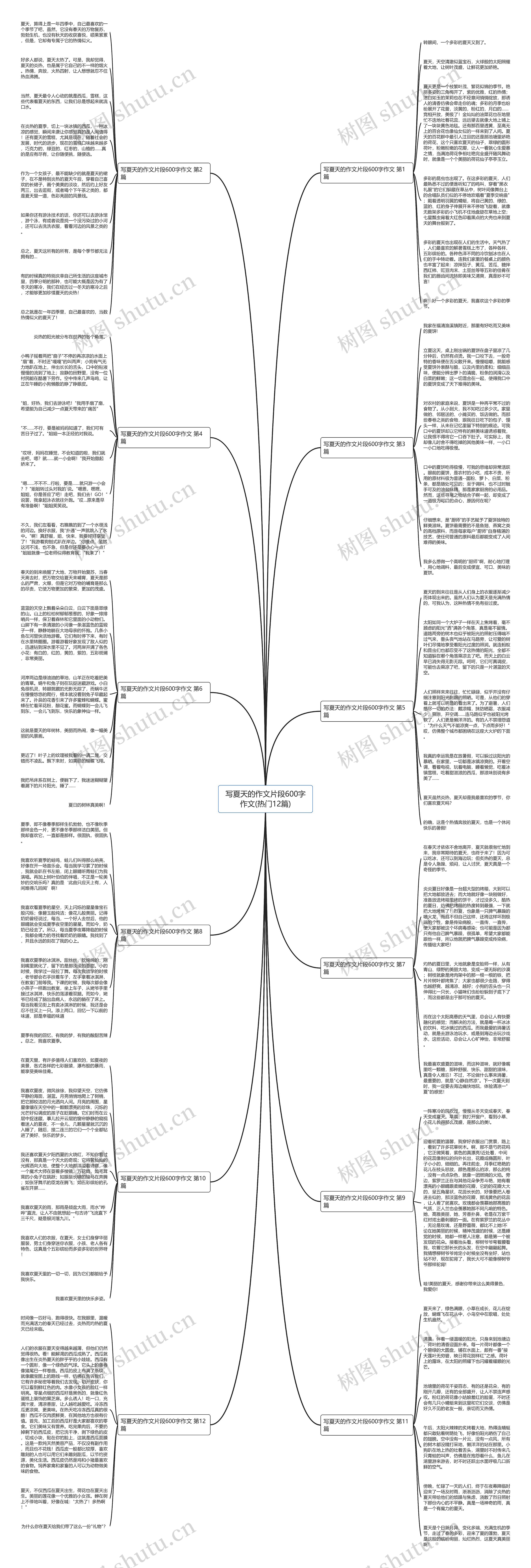 写夏天的作文片段600字作文(热门12篇)思维导图