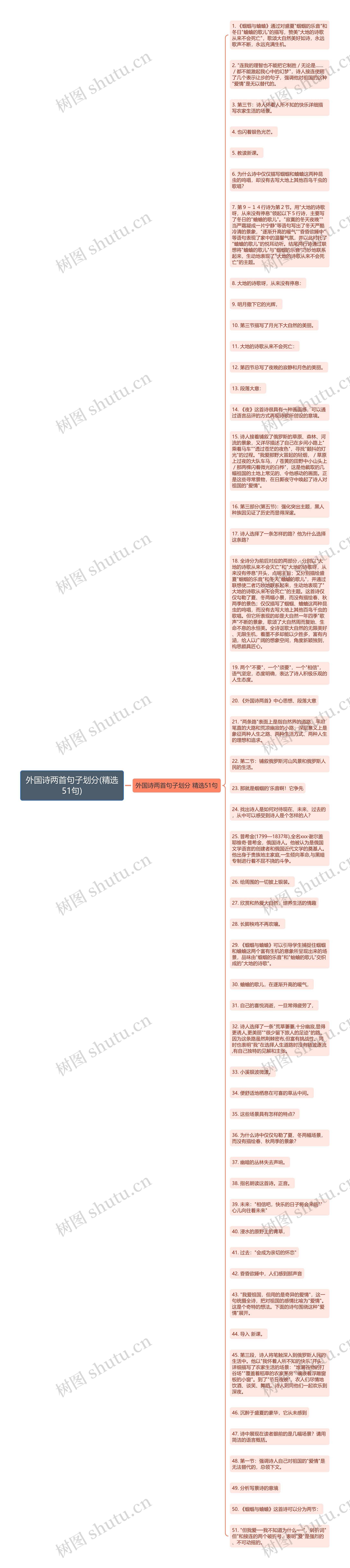 外国诗两首句子划分(精选51句)思维导图