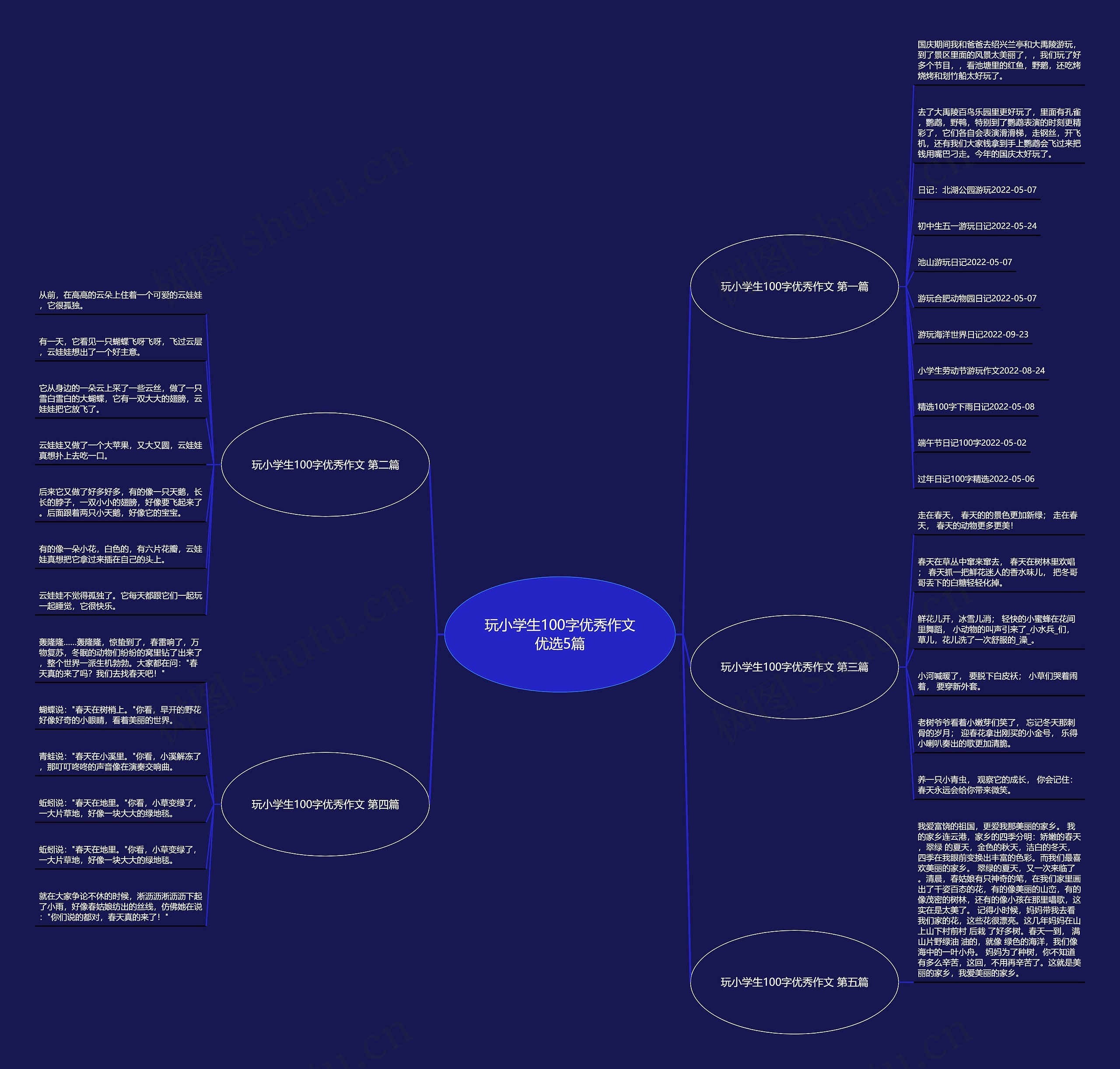 玩小学生100字优秀作文优选5篇思维导图