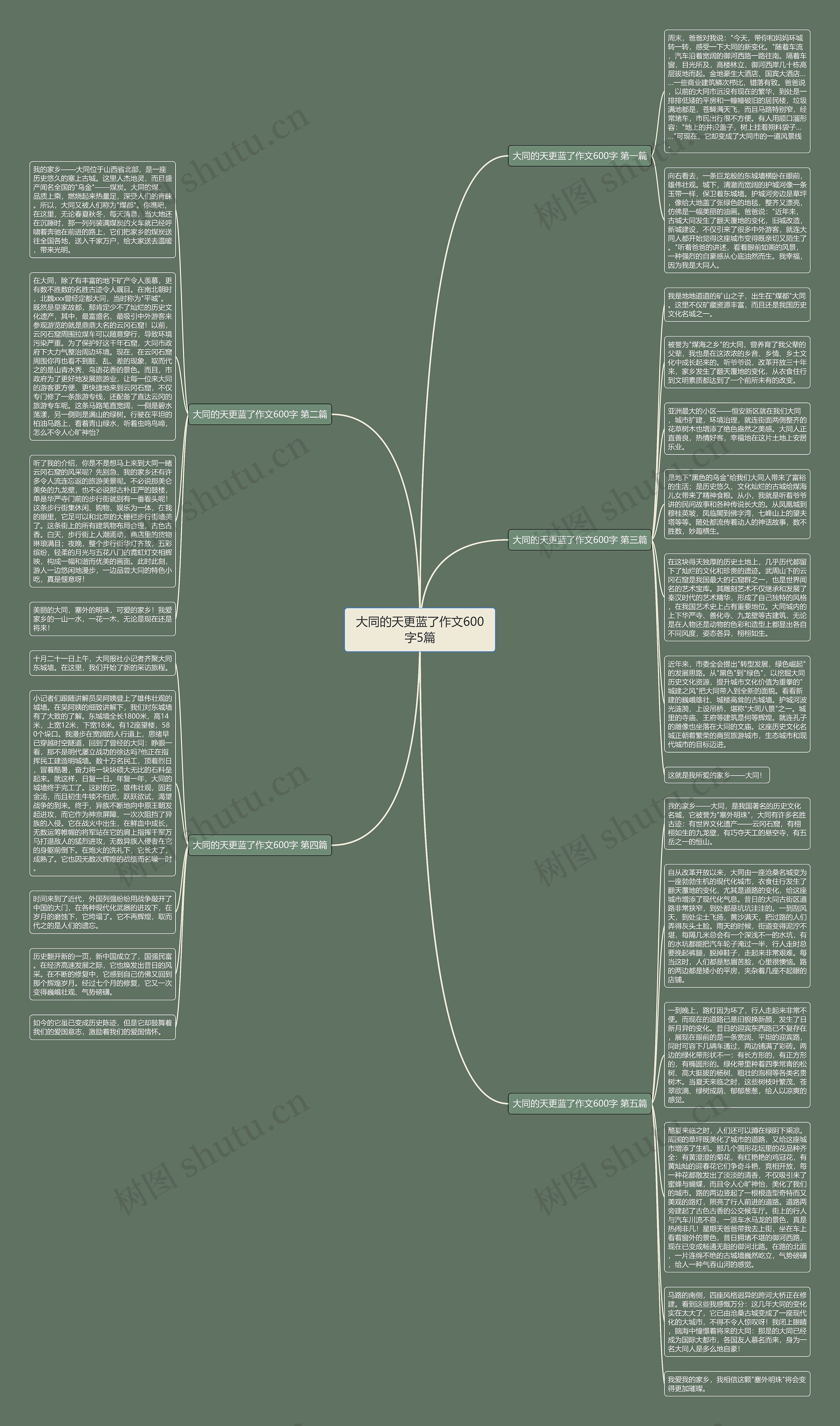 大同的天更蓝了作文600字5篇思维导图