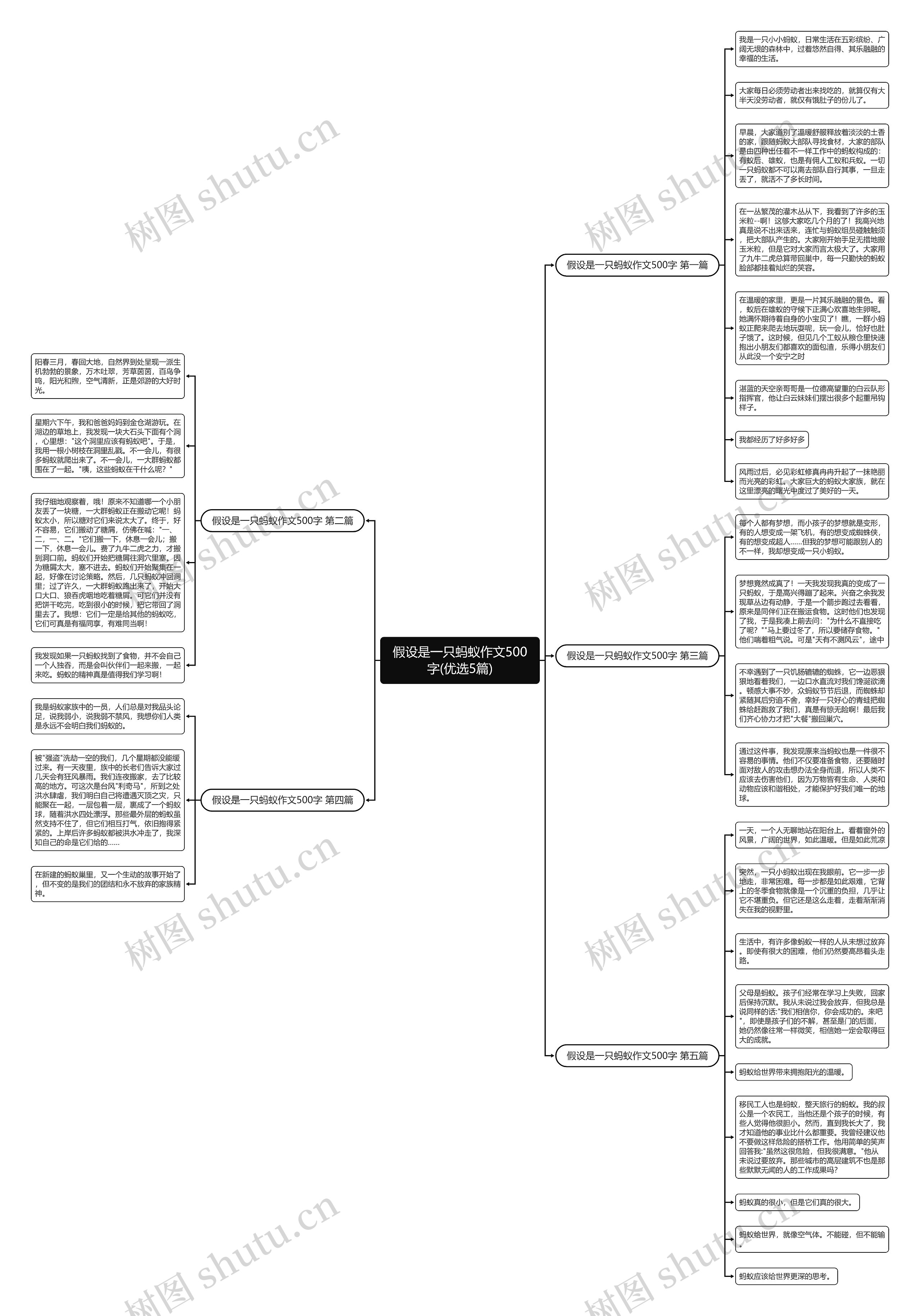 假设是一只蚂蚁作文500字(优选5篇)思维导图