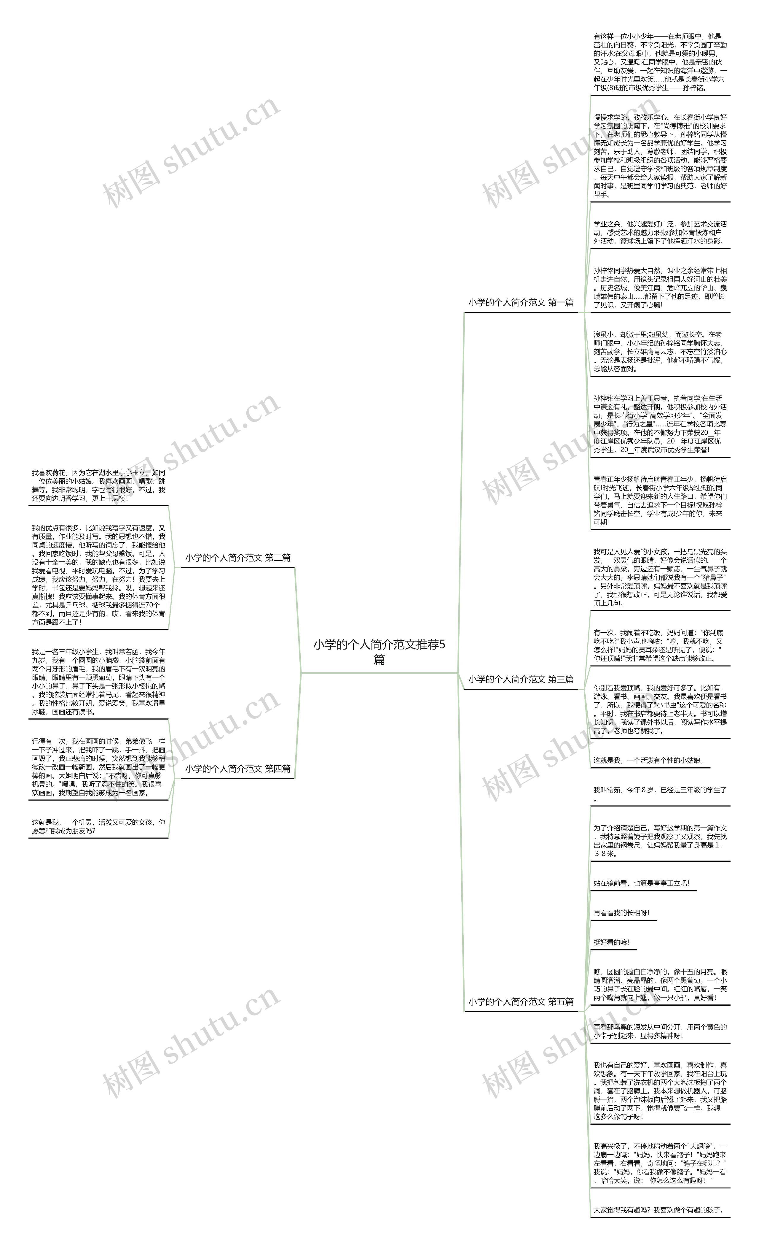 小学的个人简介范文推荐5篇思维导图