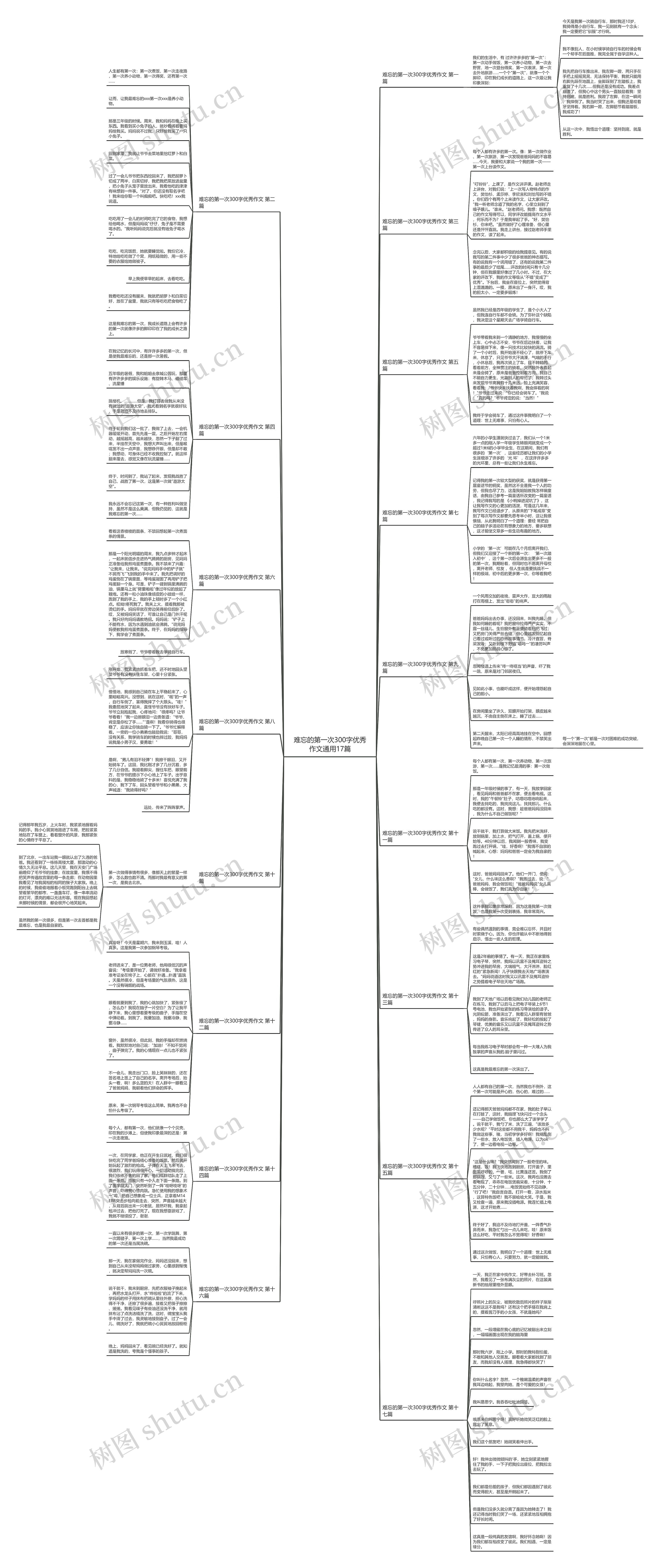 难忘的第一次300字优秀作文通用17篇思维导图