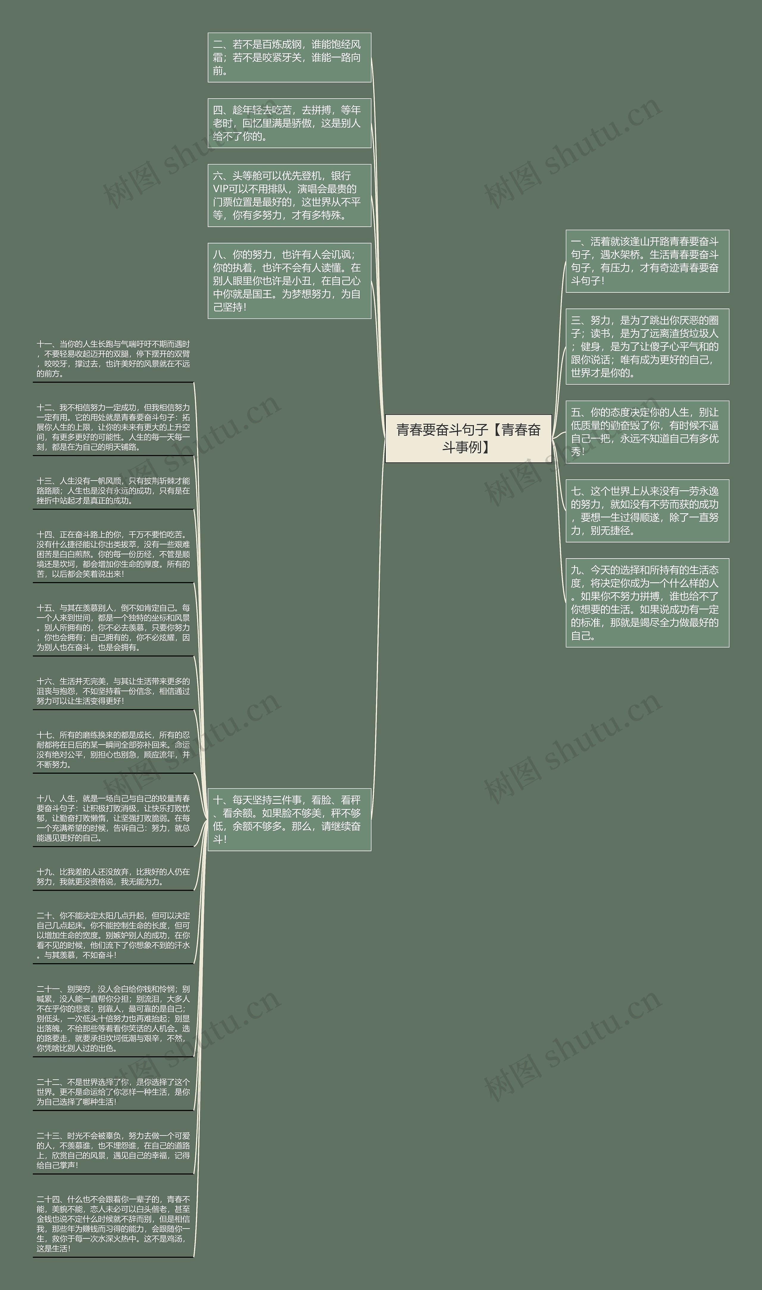 青春要奋斗句子【青春奋斗事例】思维导图