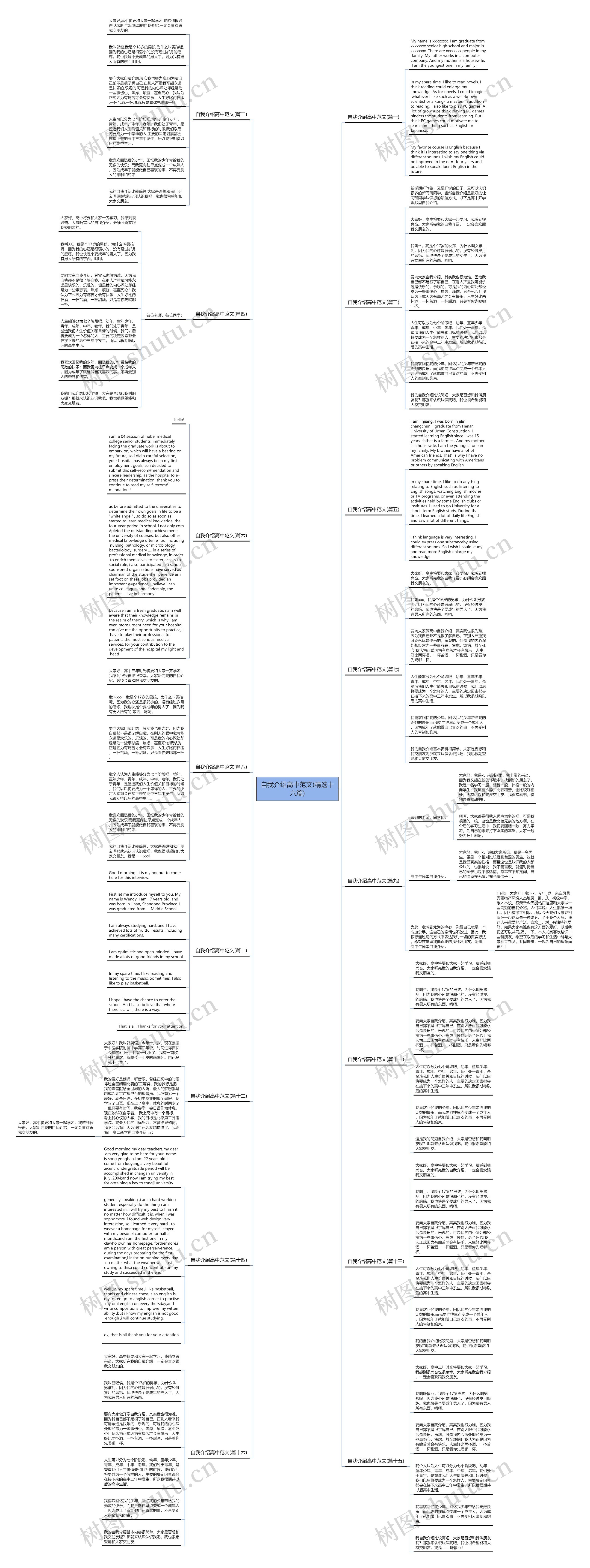 自我介绍高中范文(精选十六篇)思维导图