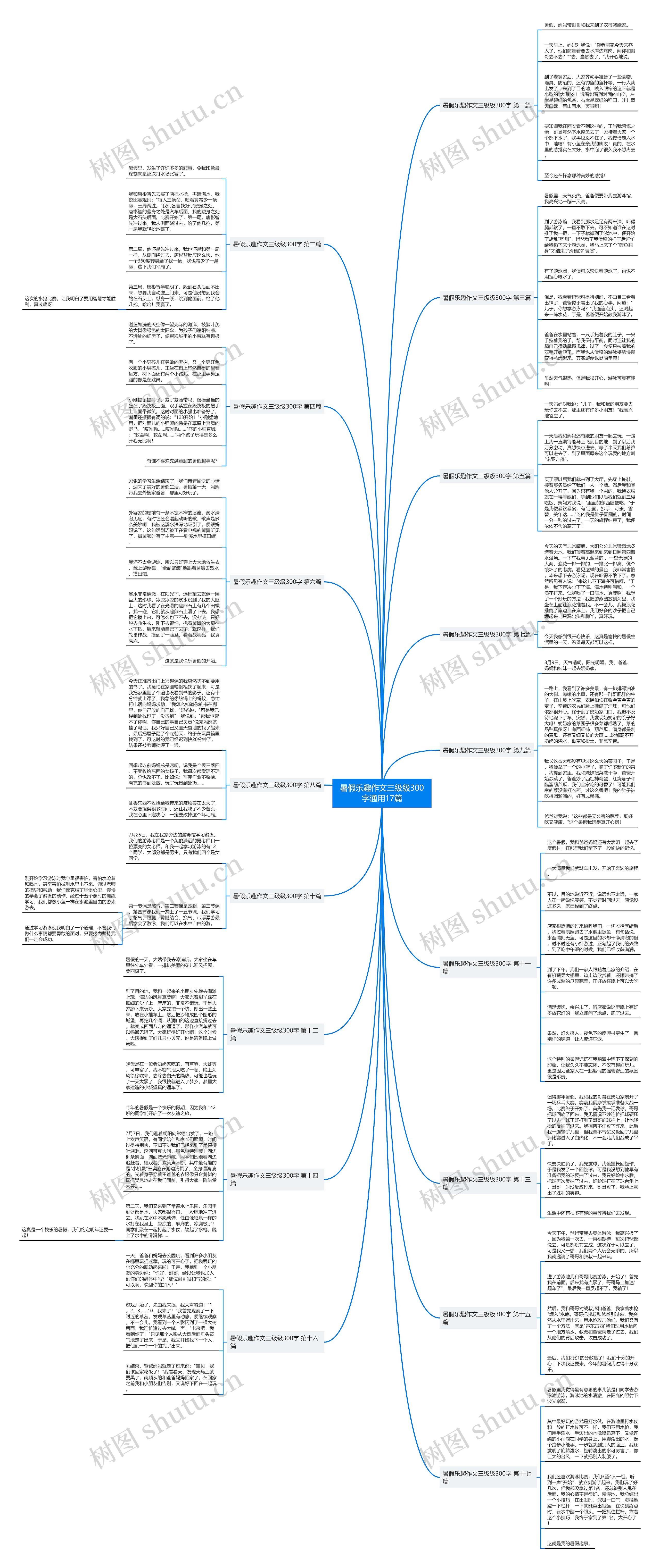 暑假乐趣作文三级级300字通用17篇思维导图