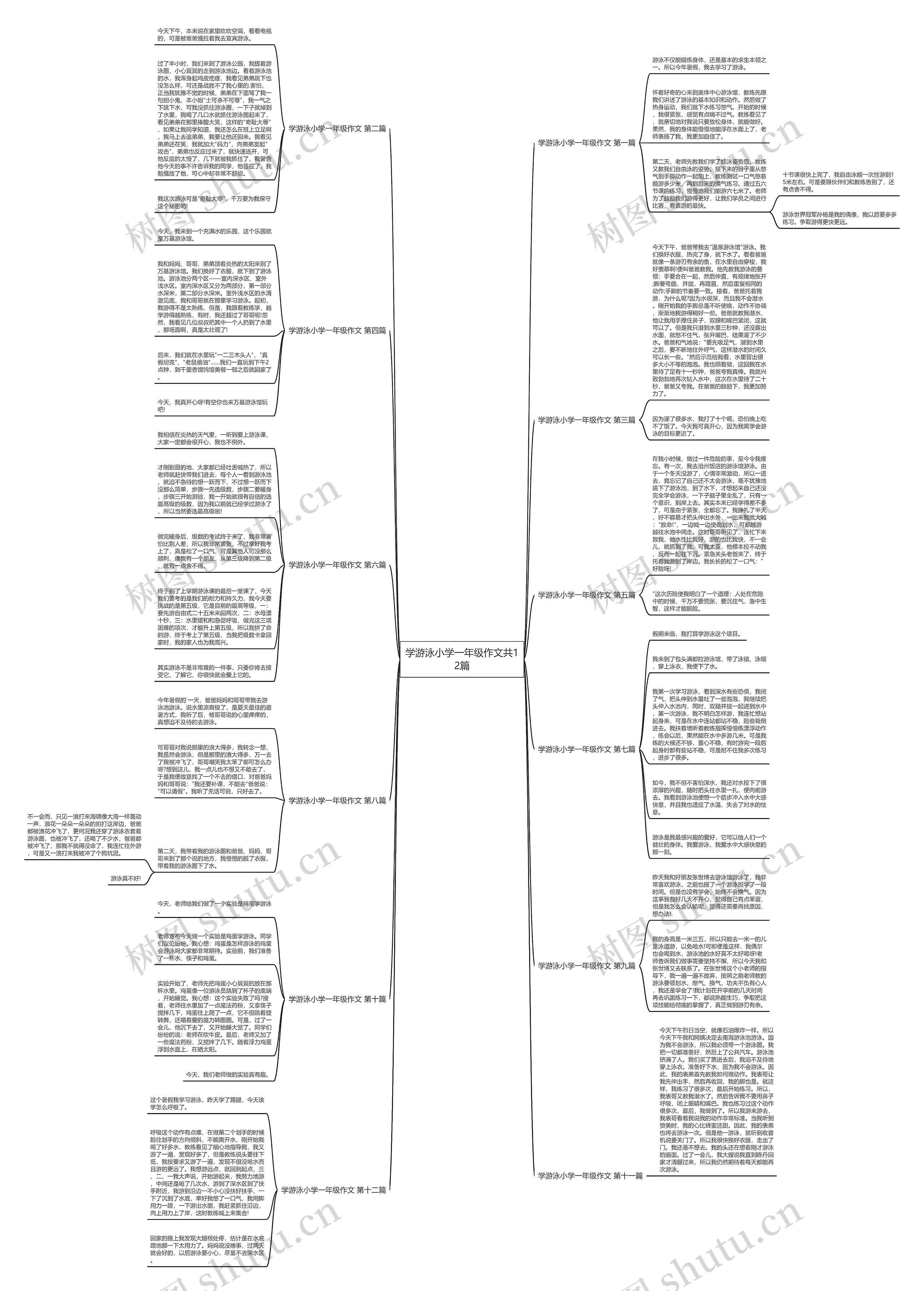 学游泳小学一年级作文共12篇思维导图