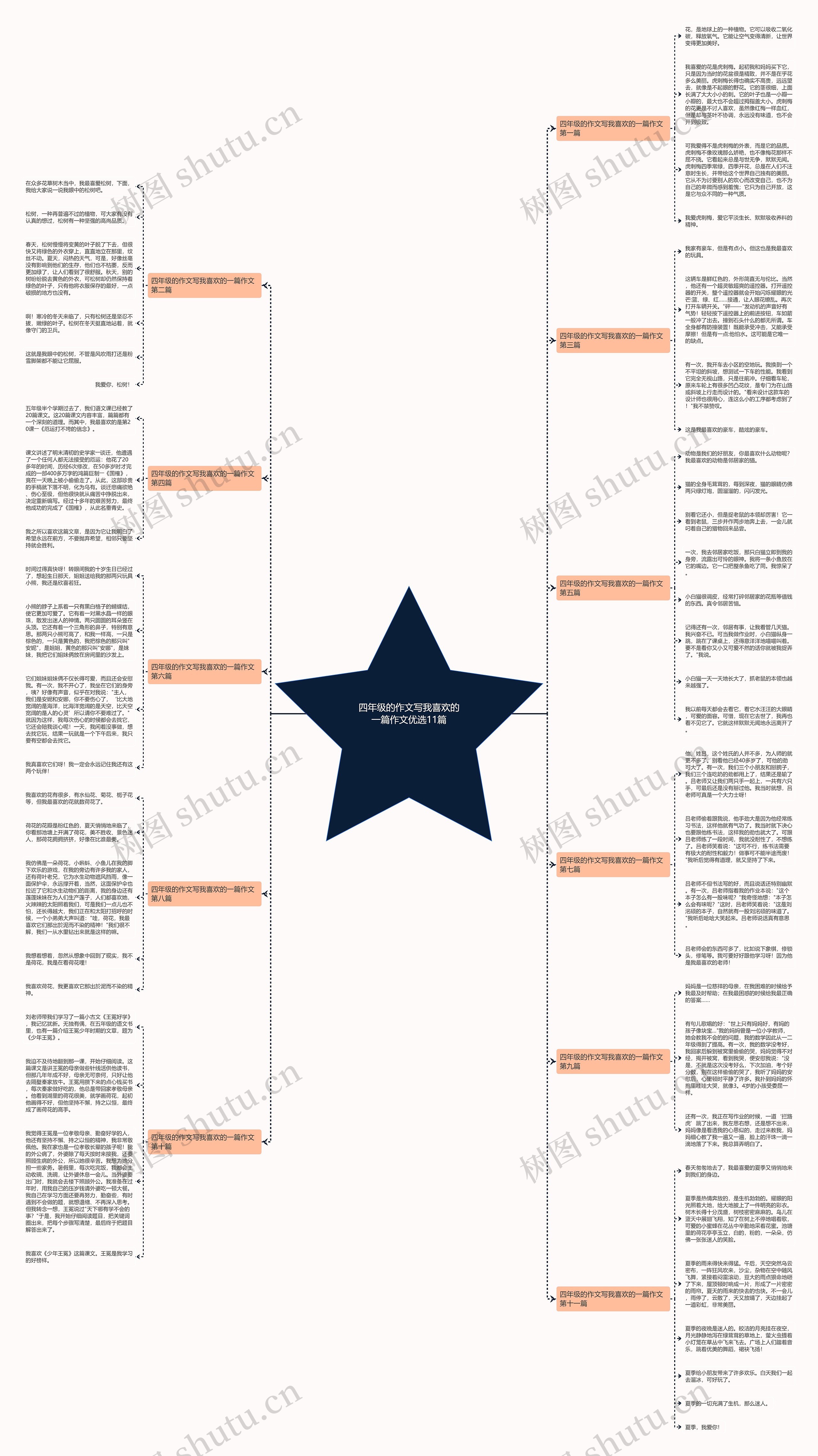 四年级的作文写我喜欢的一篇作文优选11篇思维导图
